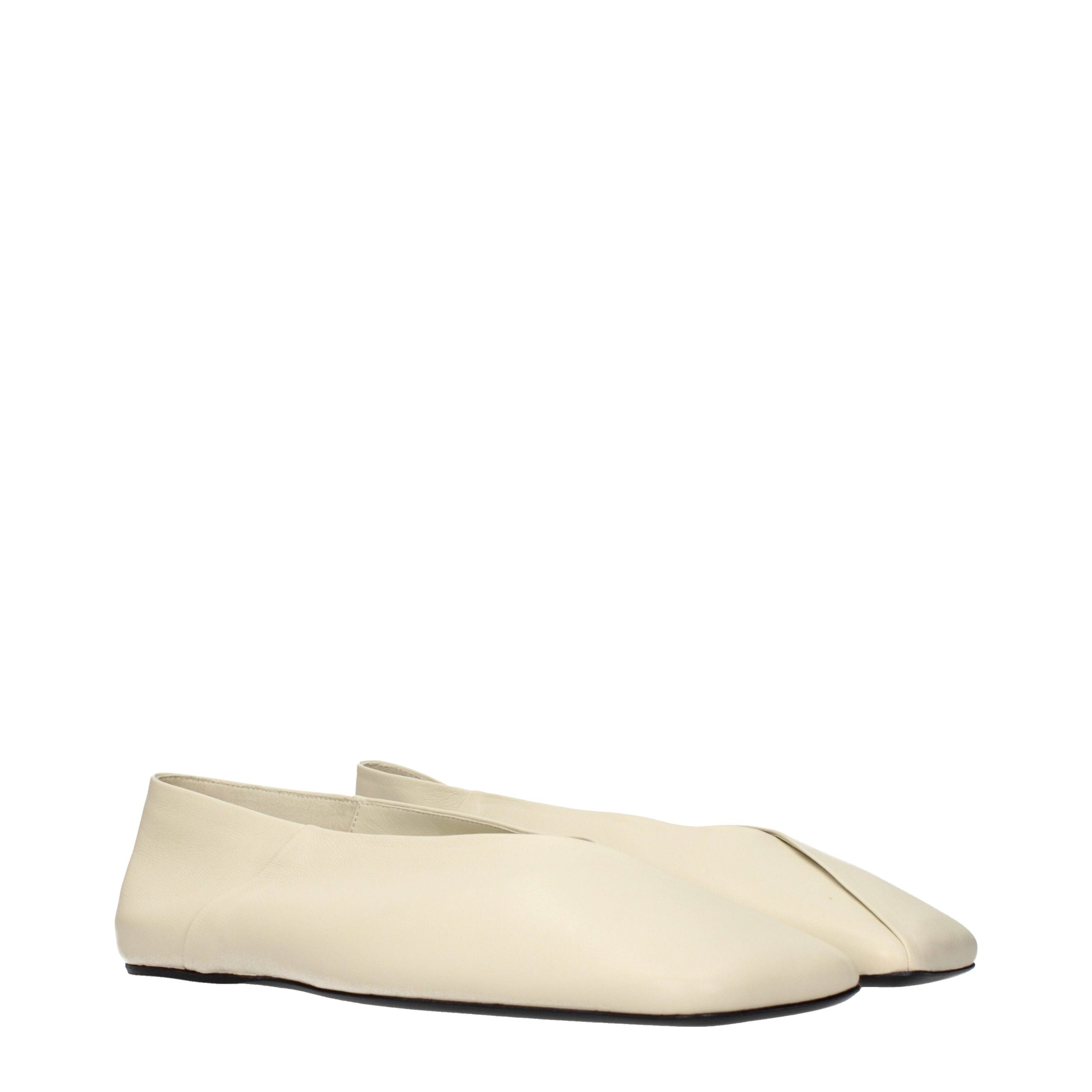 Beige Leather Ballet Flats