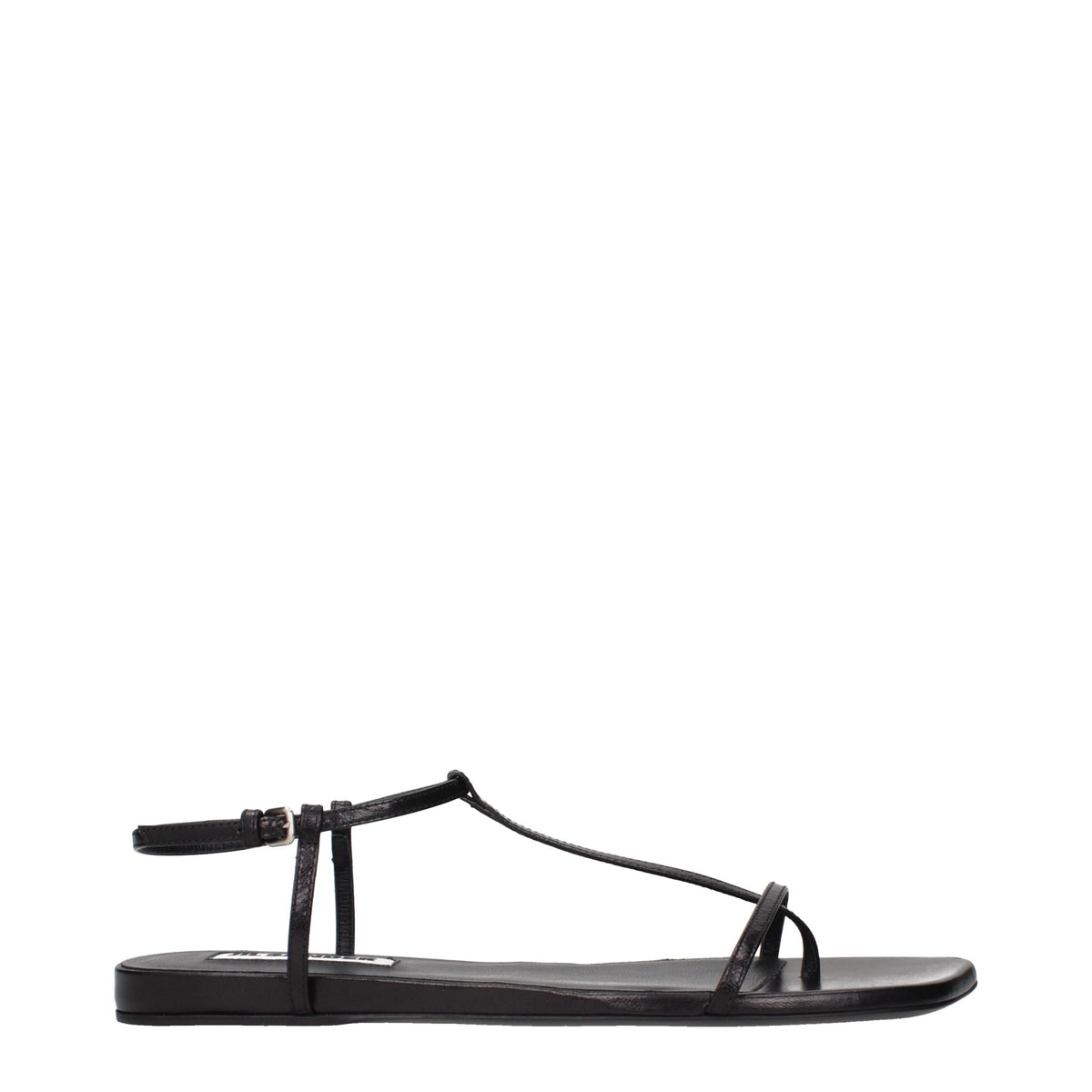Black Leather Flip-Flop Sandals