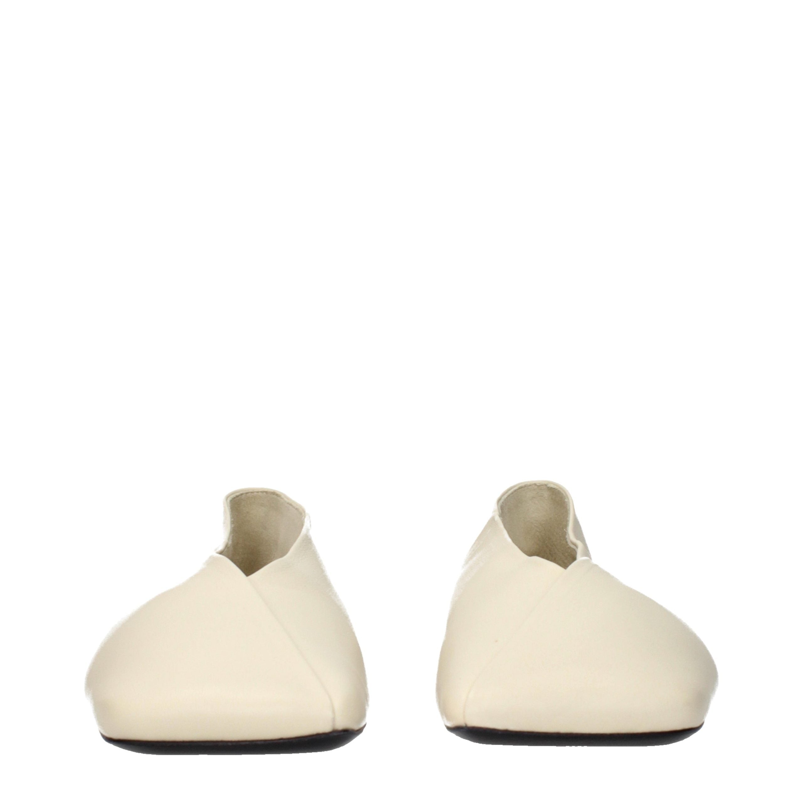 Beige Leather Ballet Flats