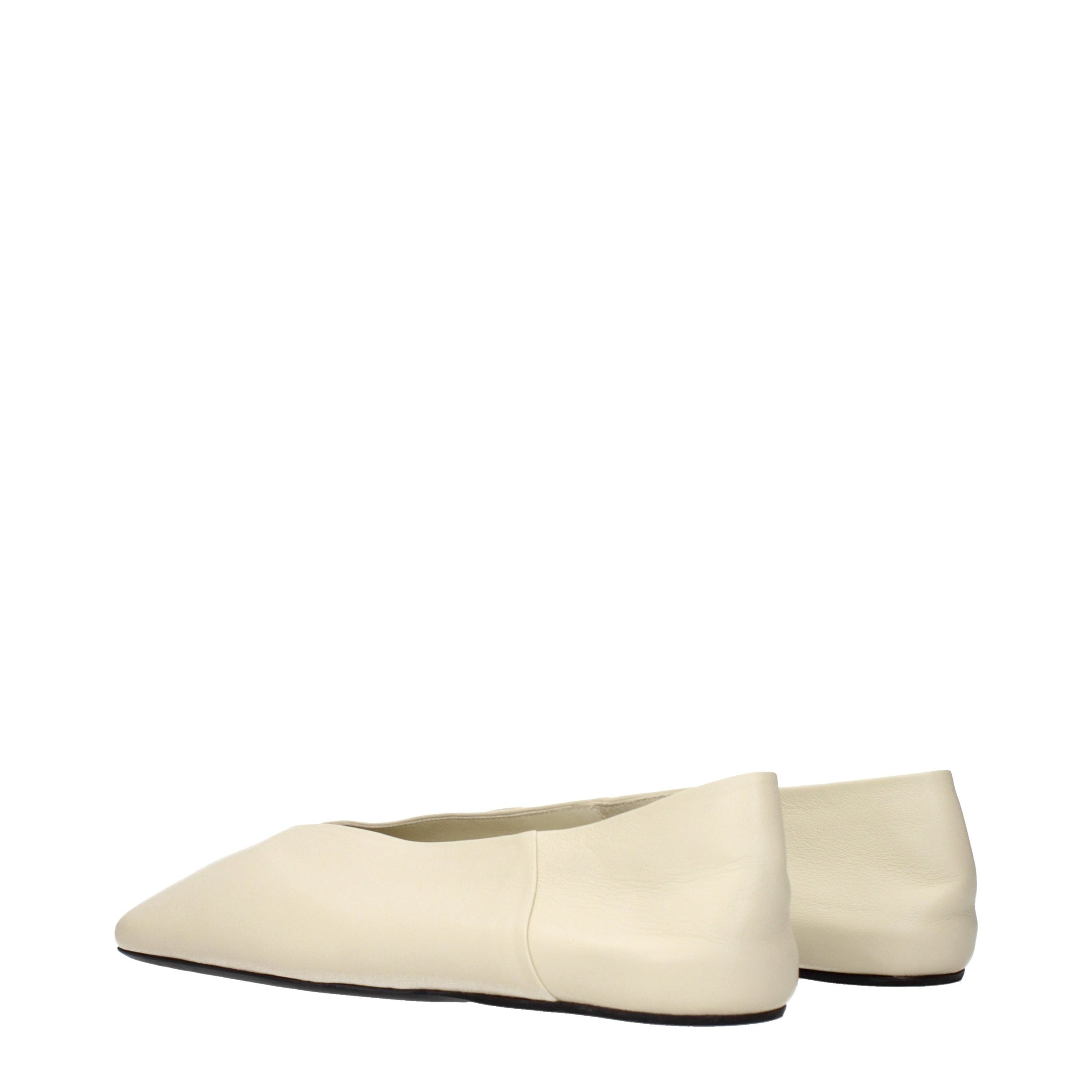 Beige Leather Ballet Flats