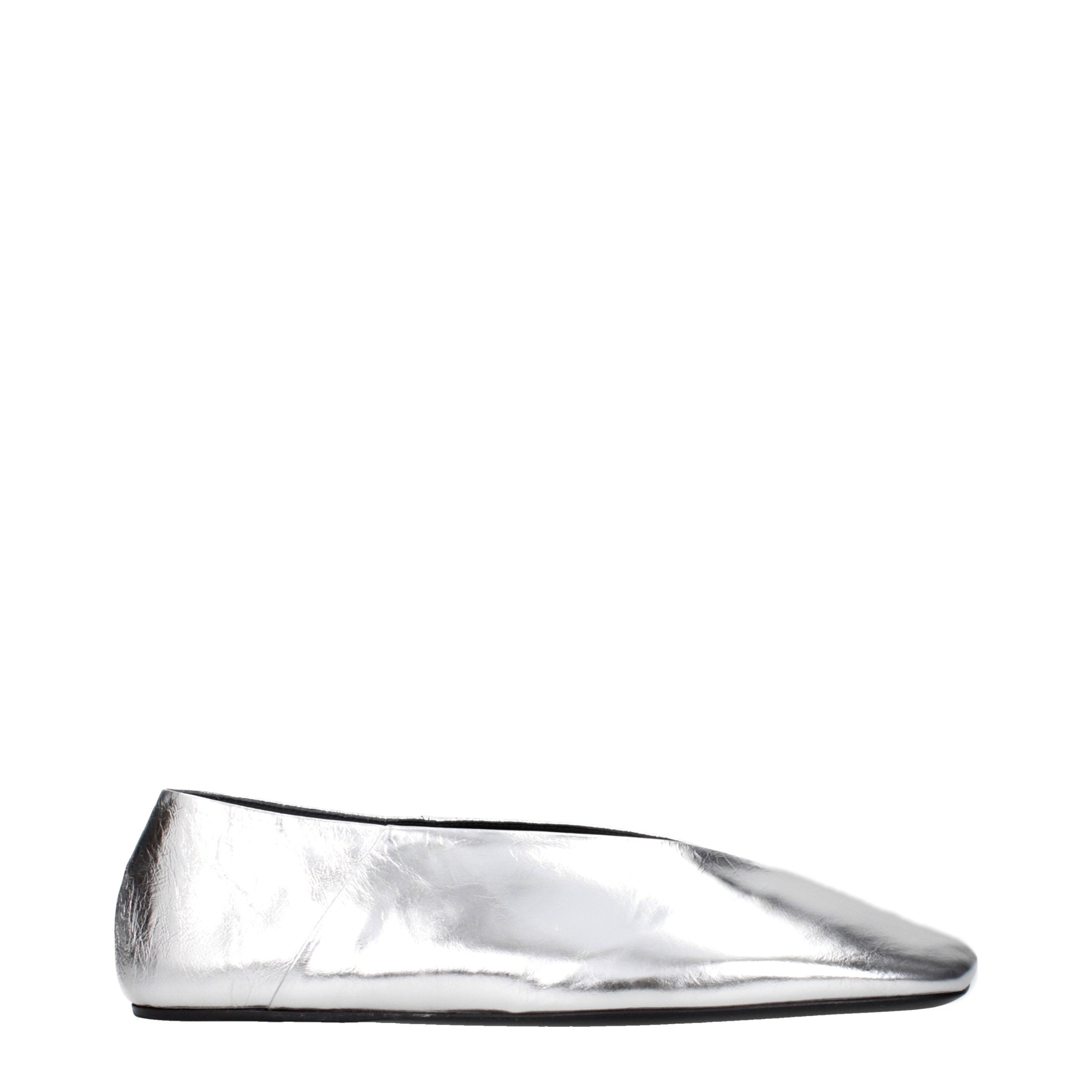 Gray Leather Ballet Flats