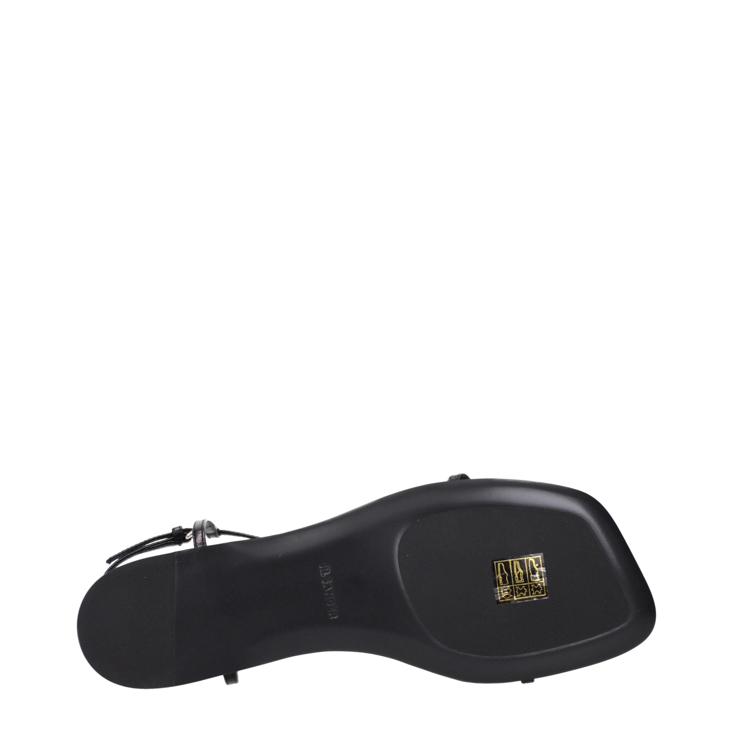Black Leather Flip-Flop Sandals