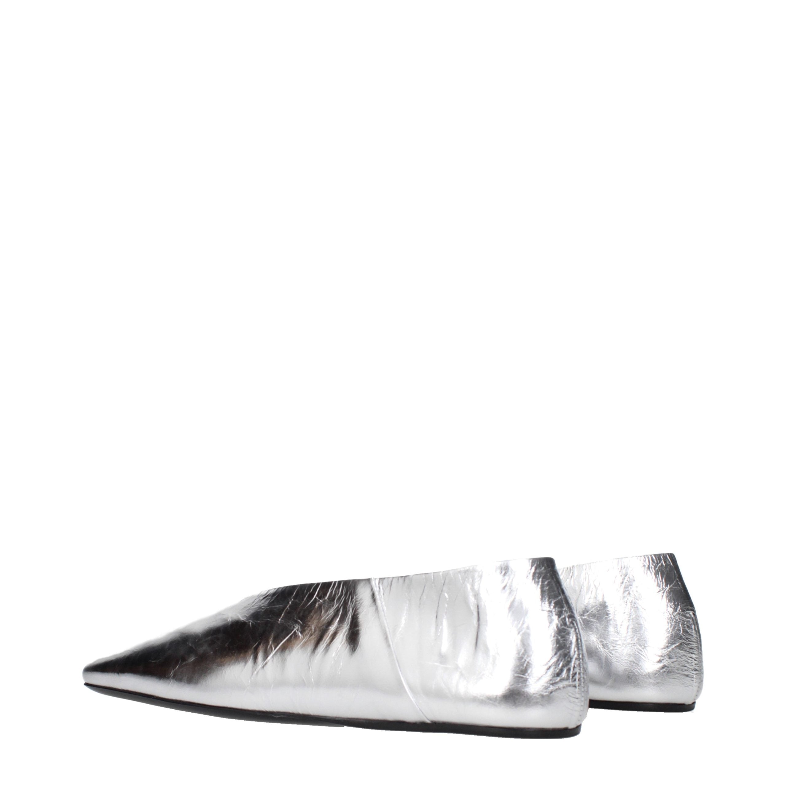 Gray Leather Ballet Flats