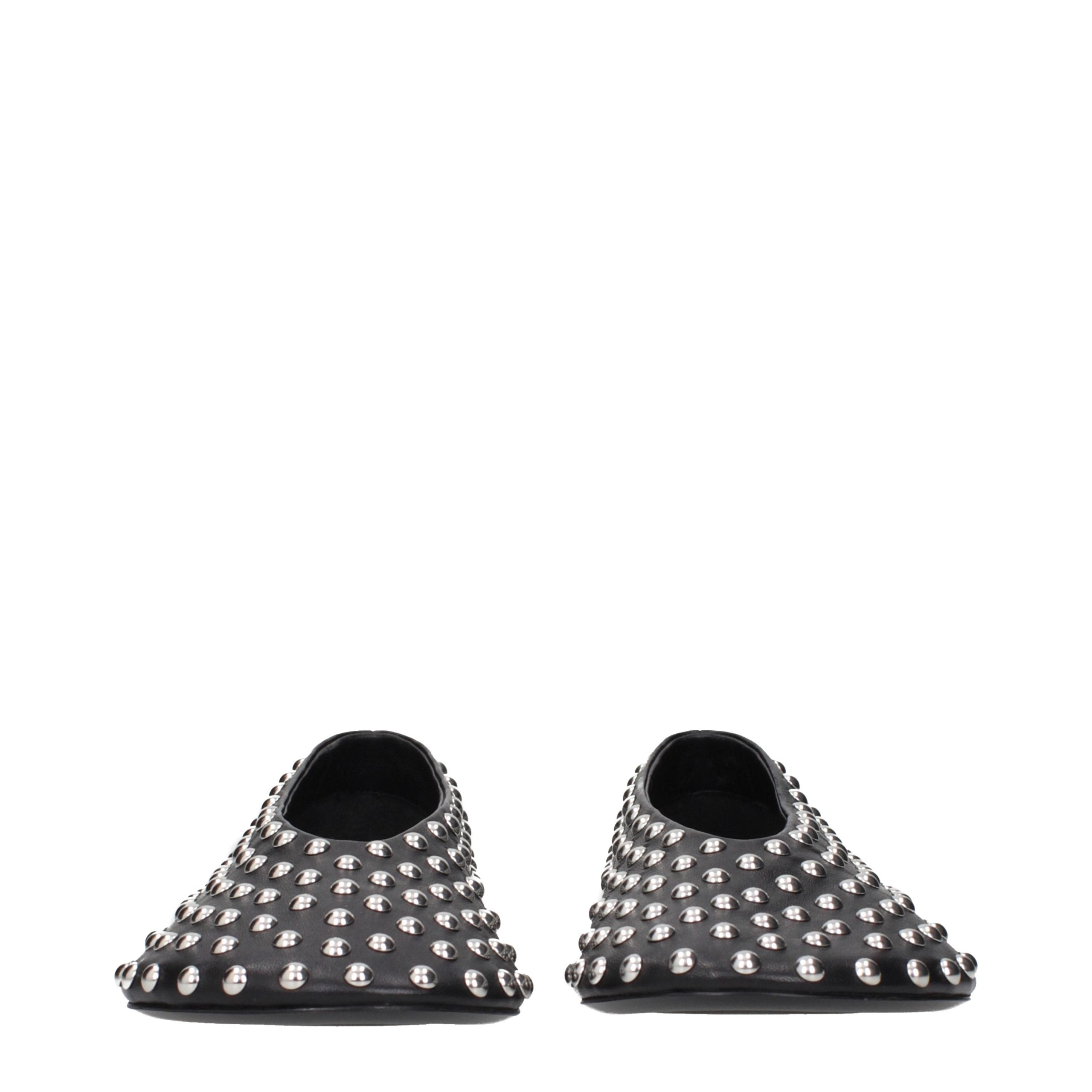 Black Leather Ballet Flats