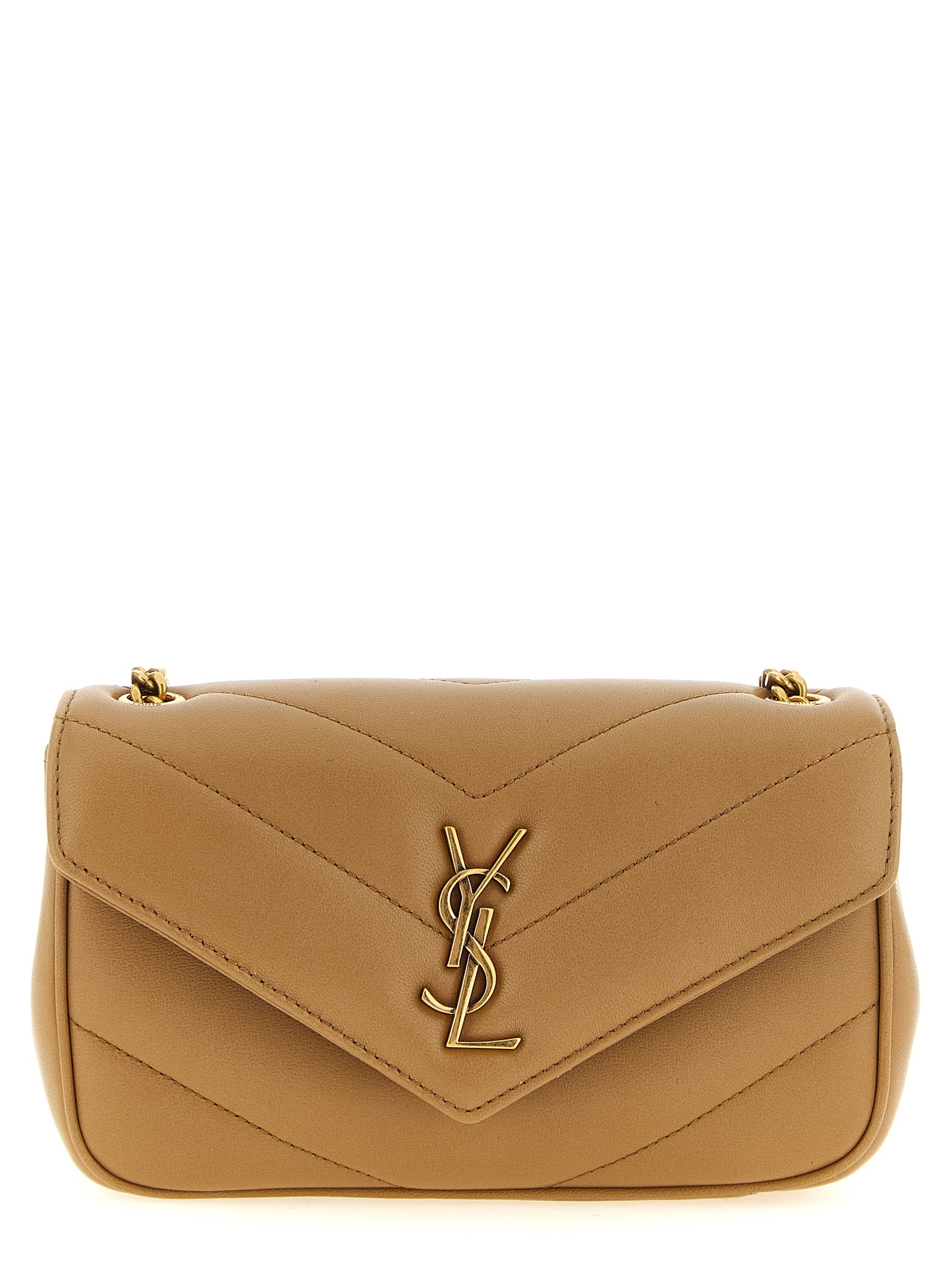 Beige Lamb Leather Crossbody Bag