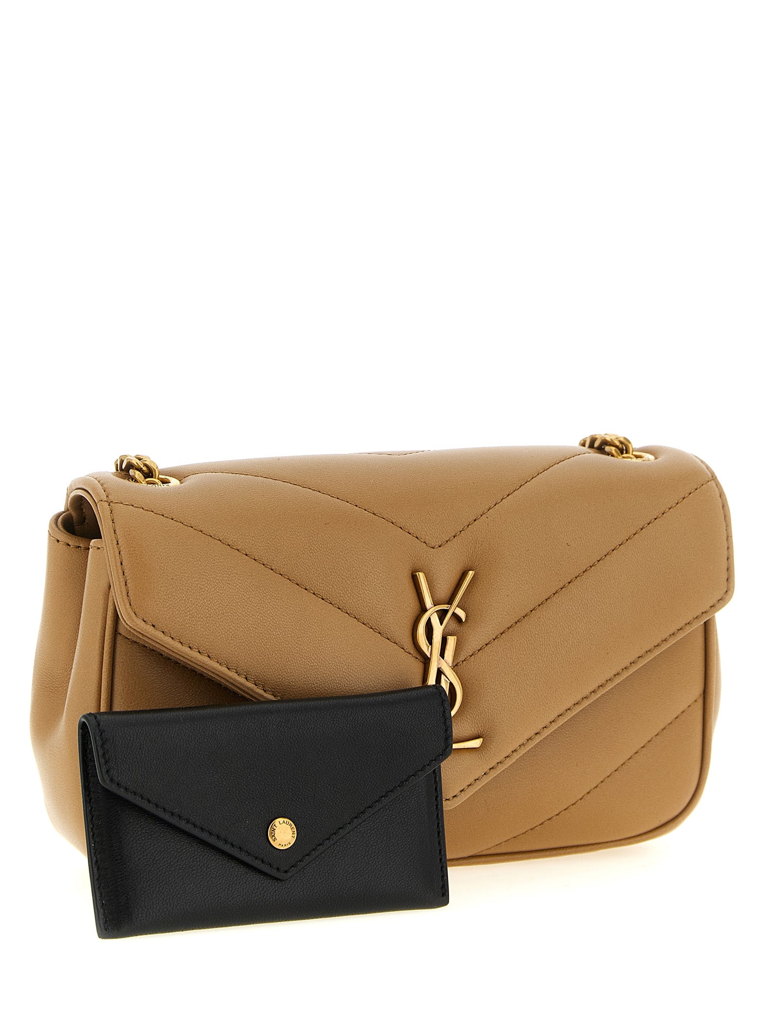 Beige Lamb Leather Crossbody Bag