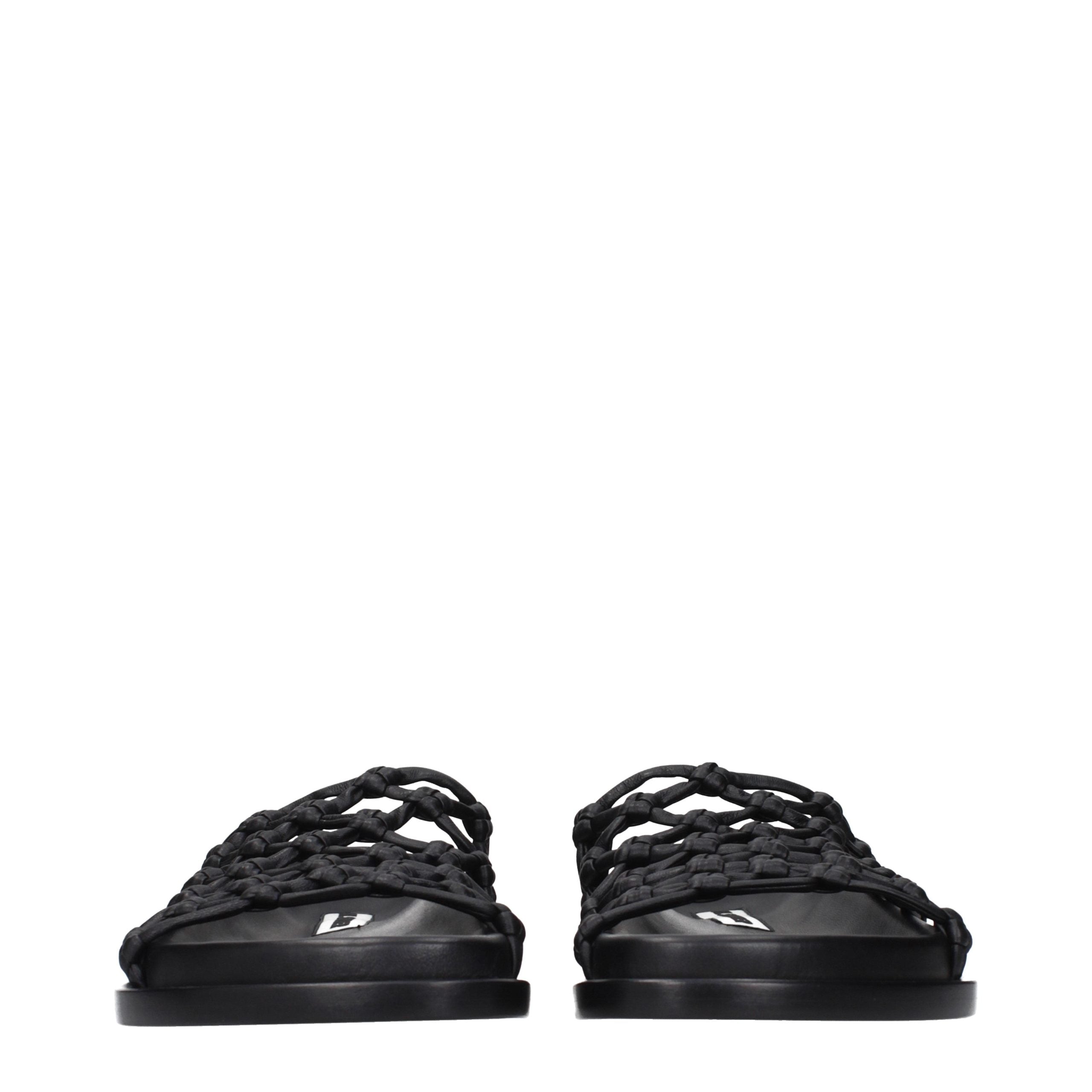 Black Leather Slippers