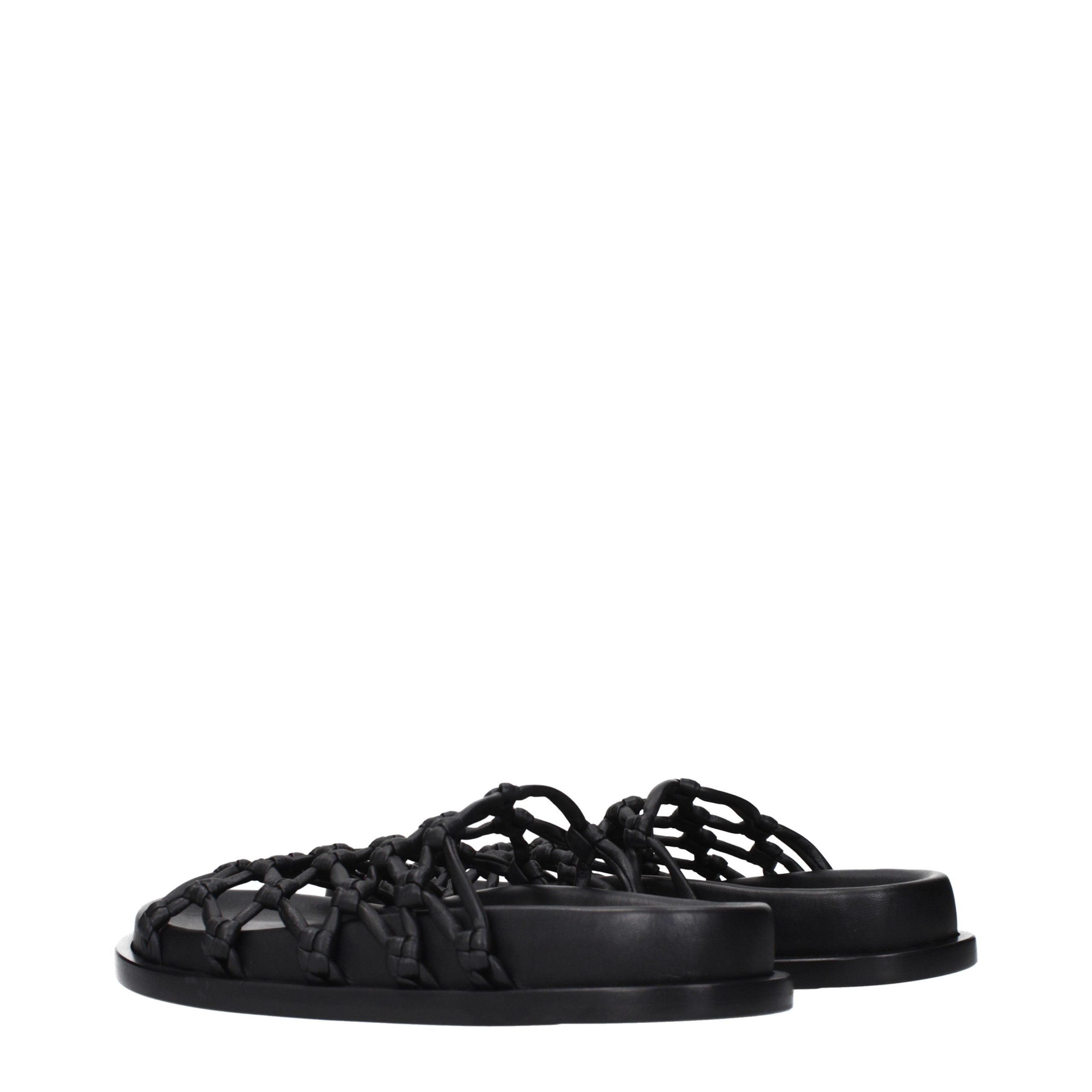 Black Leather Slippers