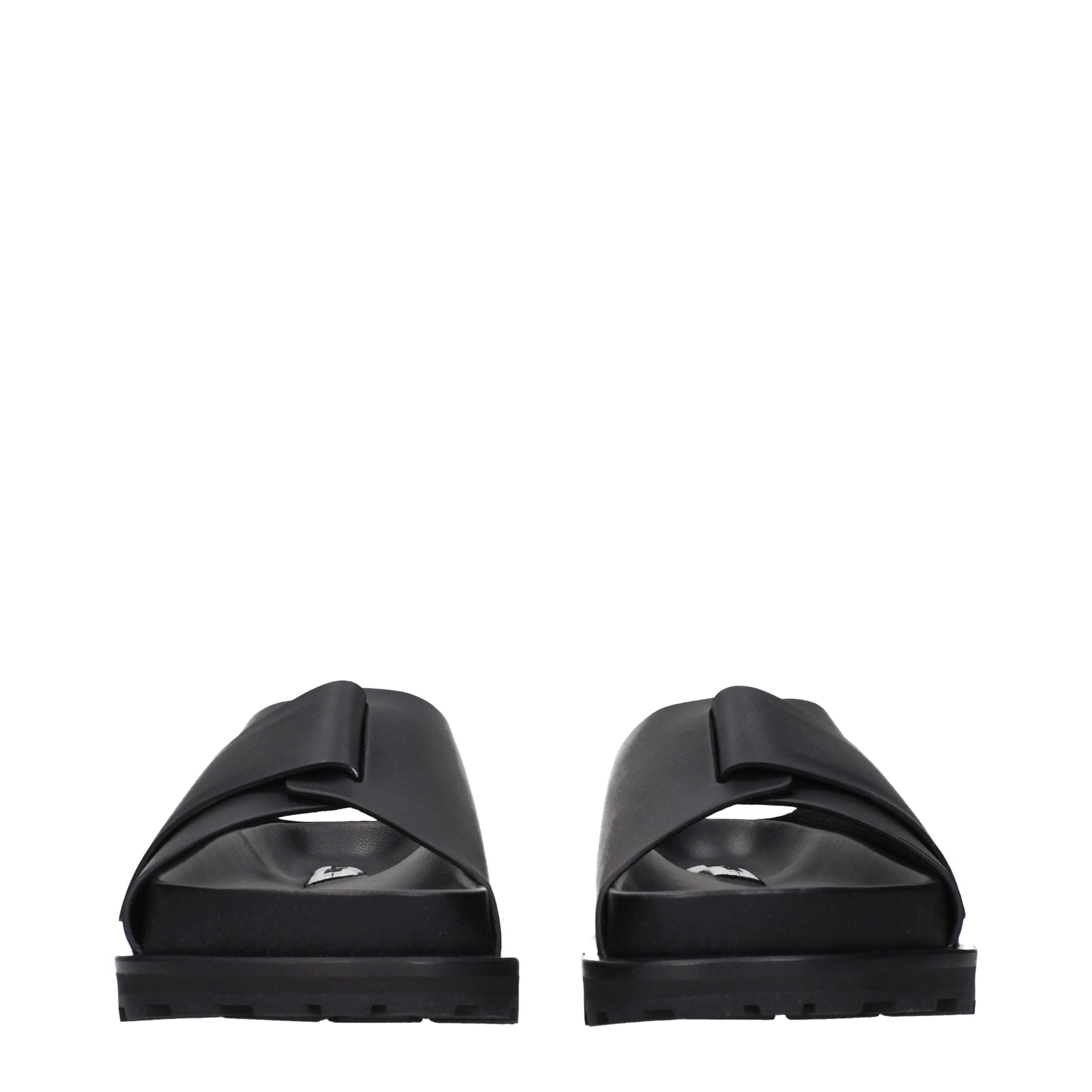 Black Leather Slippers