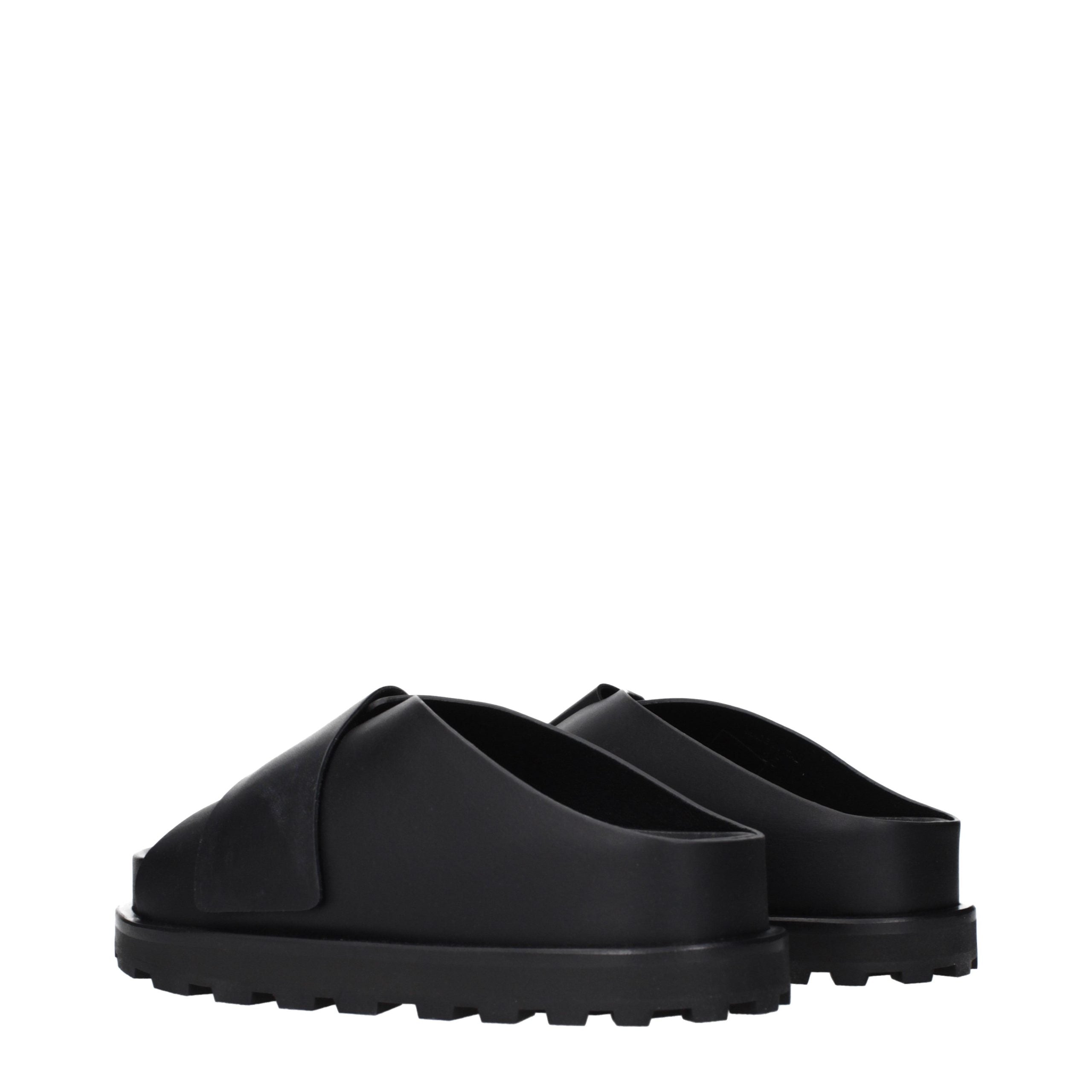 Black Leather Slippers