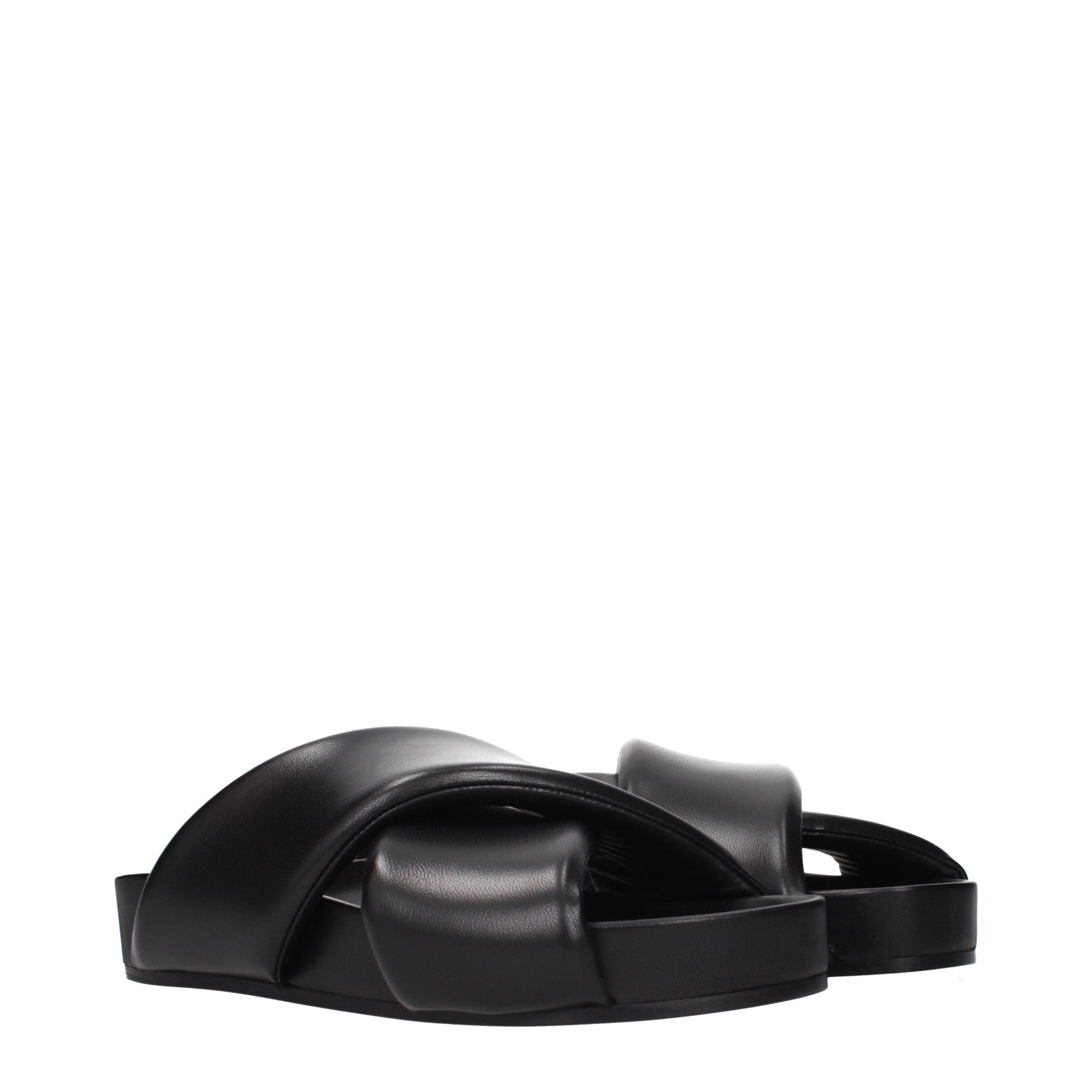 Black Leather Slippers