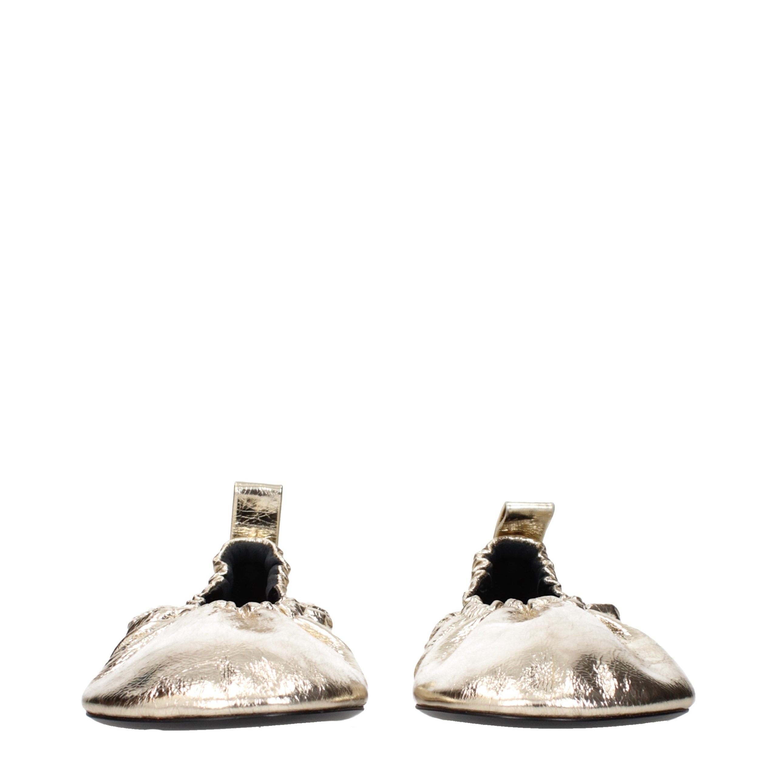 Gold Leather Ballet Flats