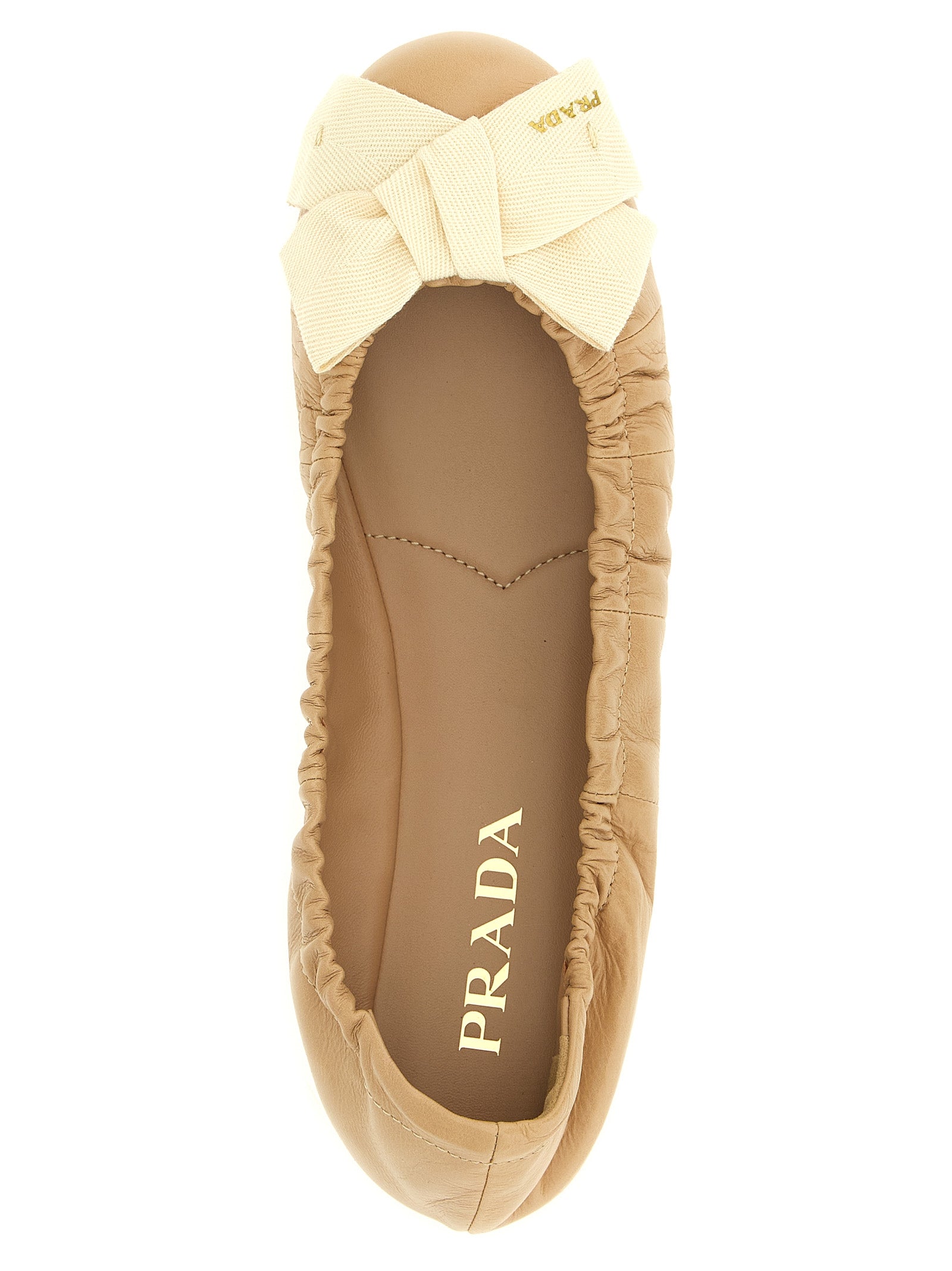 Beige Calfskin Ballet Flats