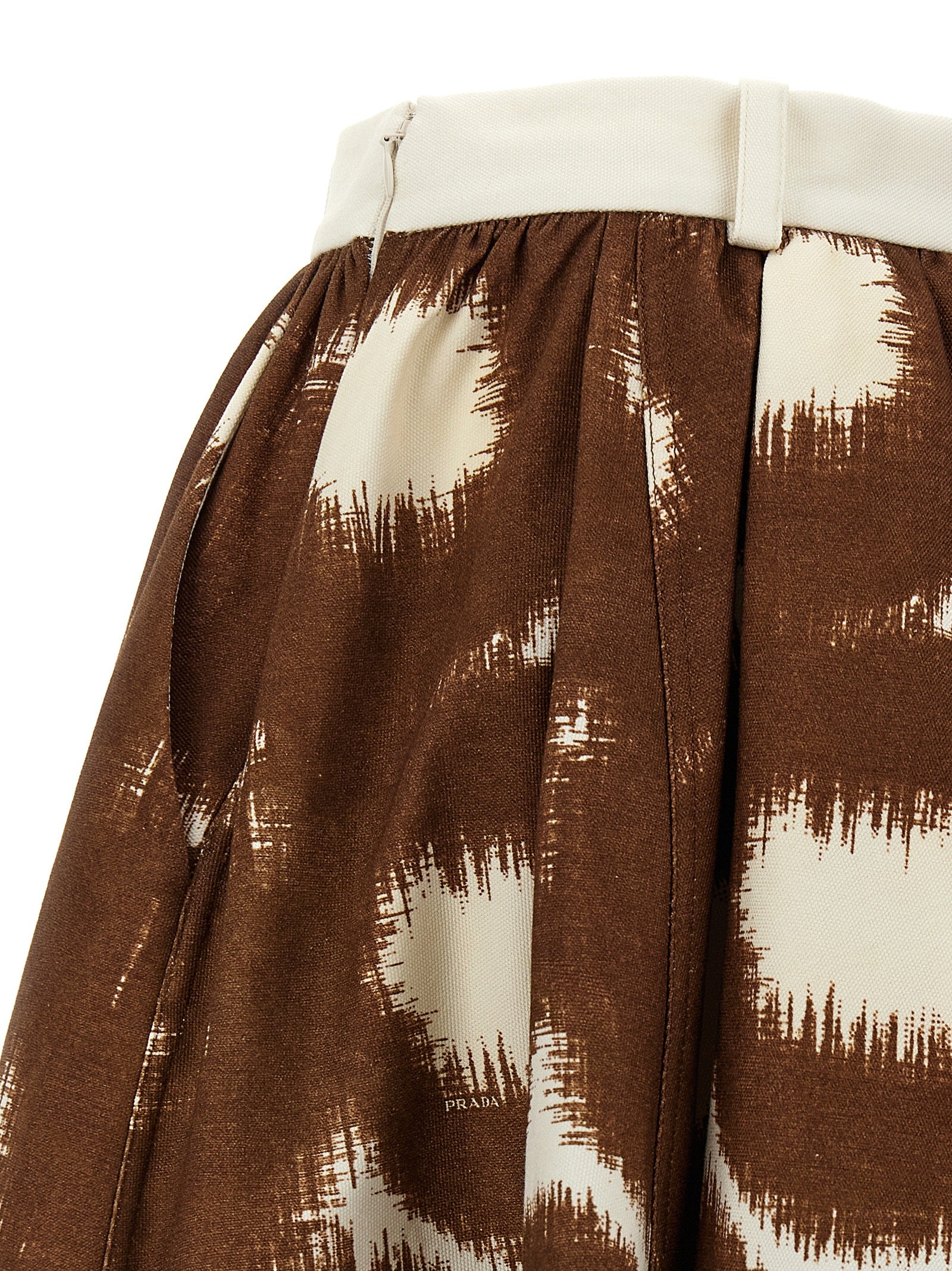 Brown Cotton Midi Skirt