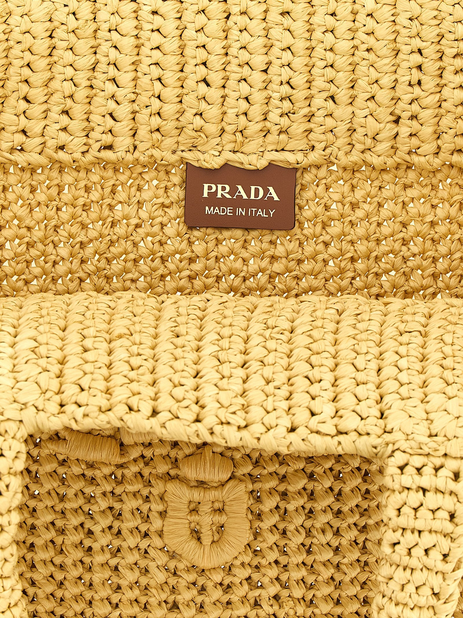 Beige Raffia Tote Bag