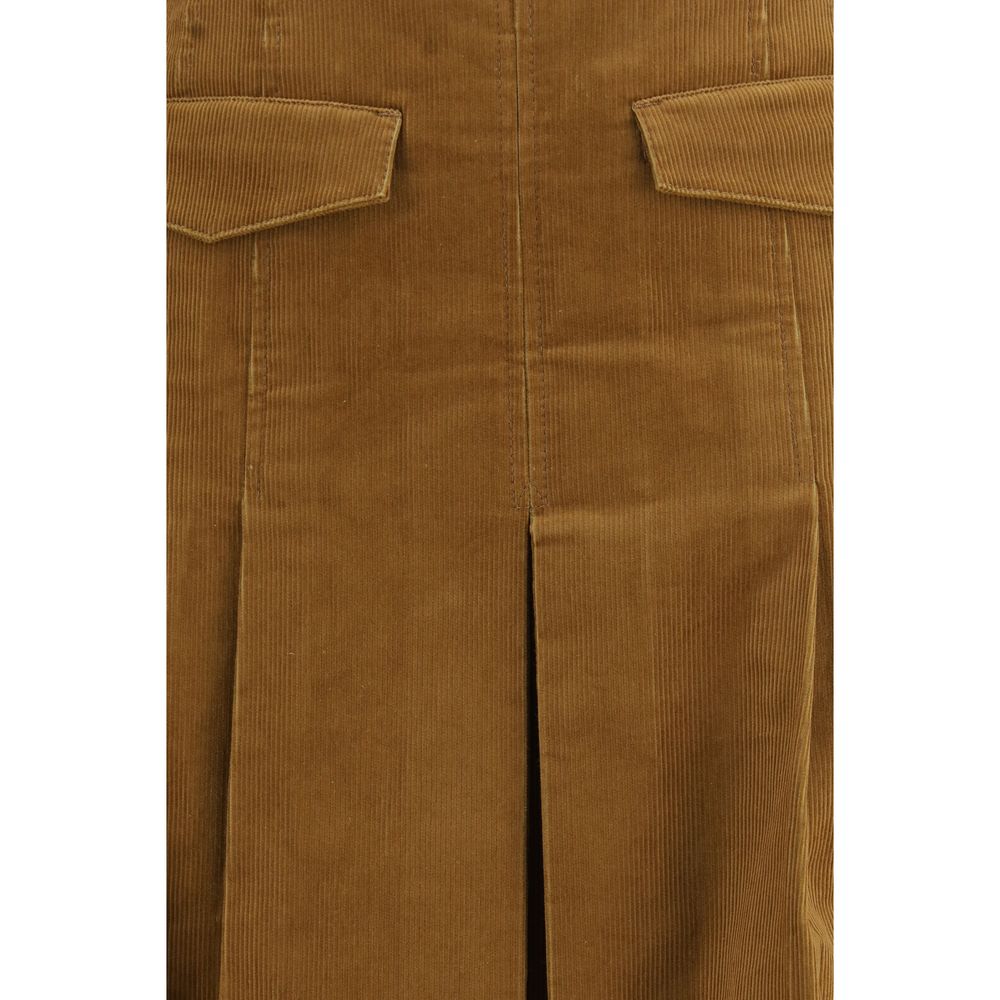 Brown Cotton Long Skirt