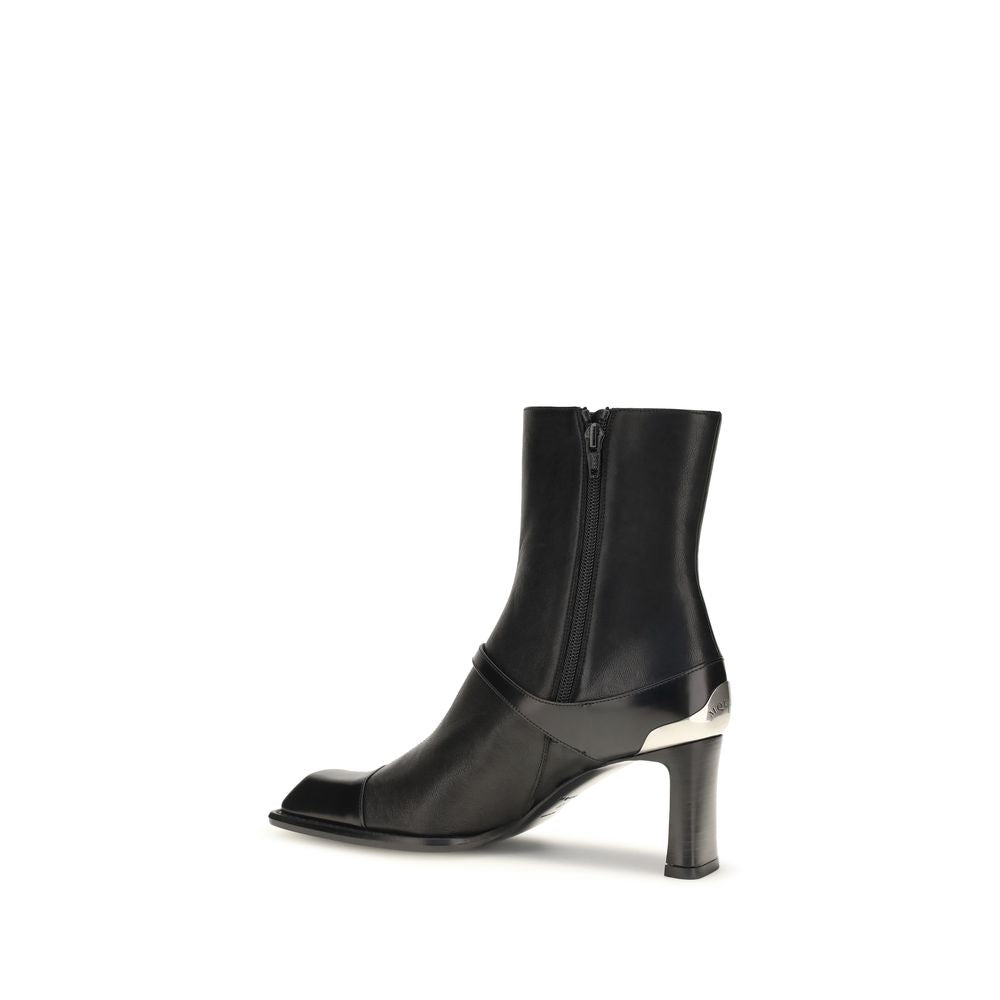 Black Lamb Leather Ankle Boots