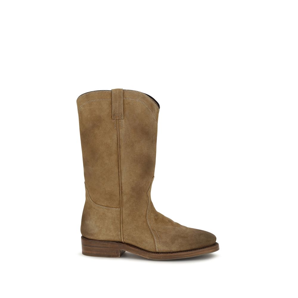 Beige Suede Leather Ankle Boots
