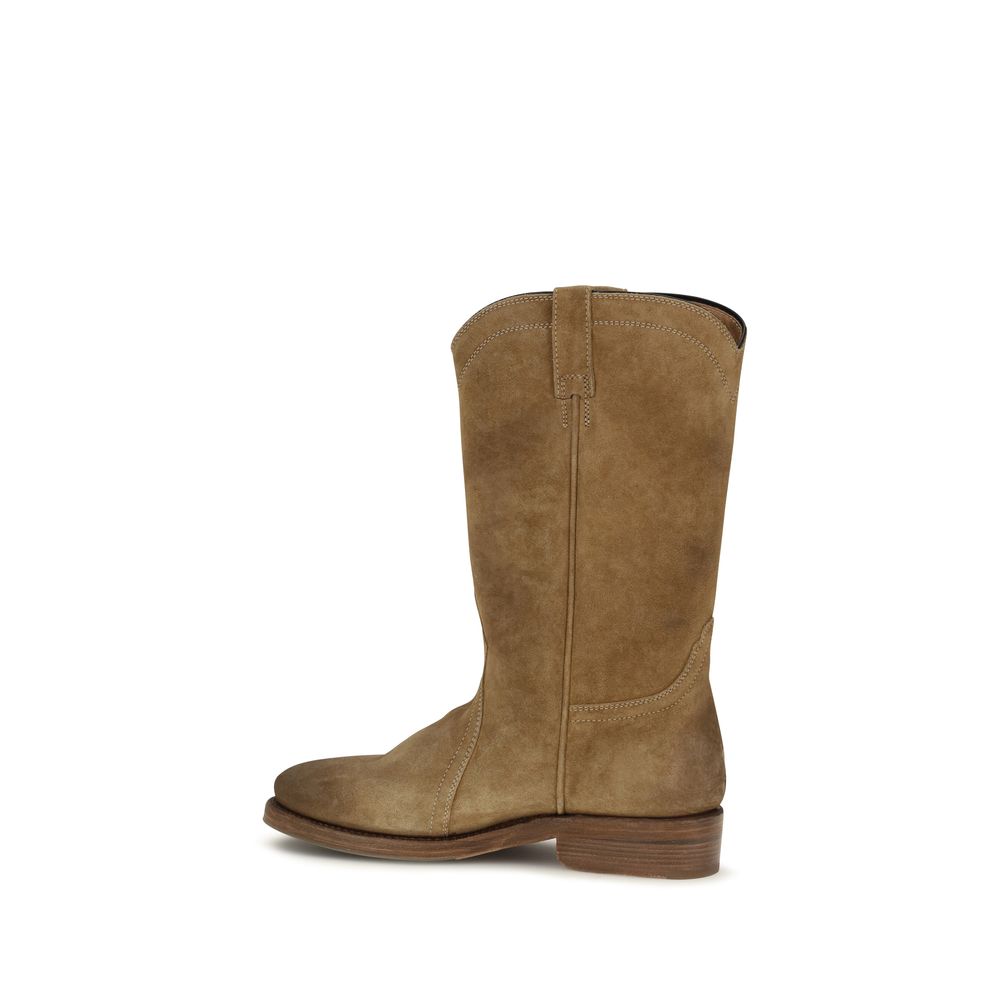 Beige Suede Leather Ankle Boots