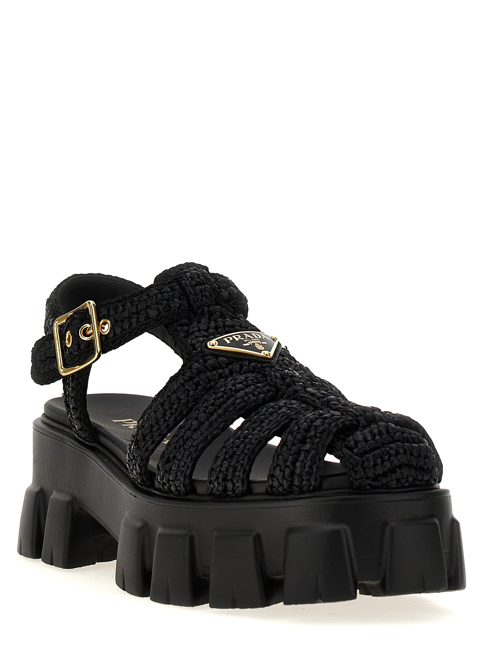 Black Viscose Platform Sandals