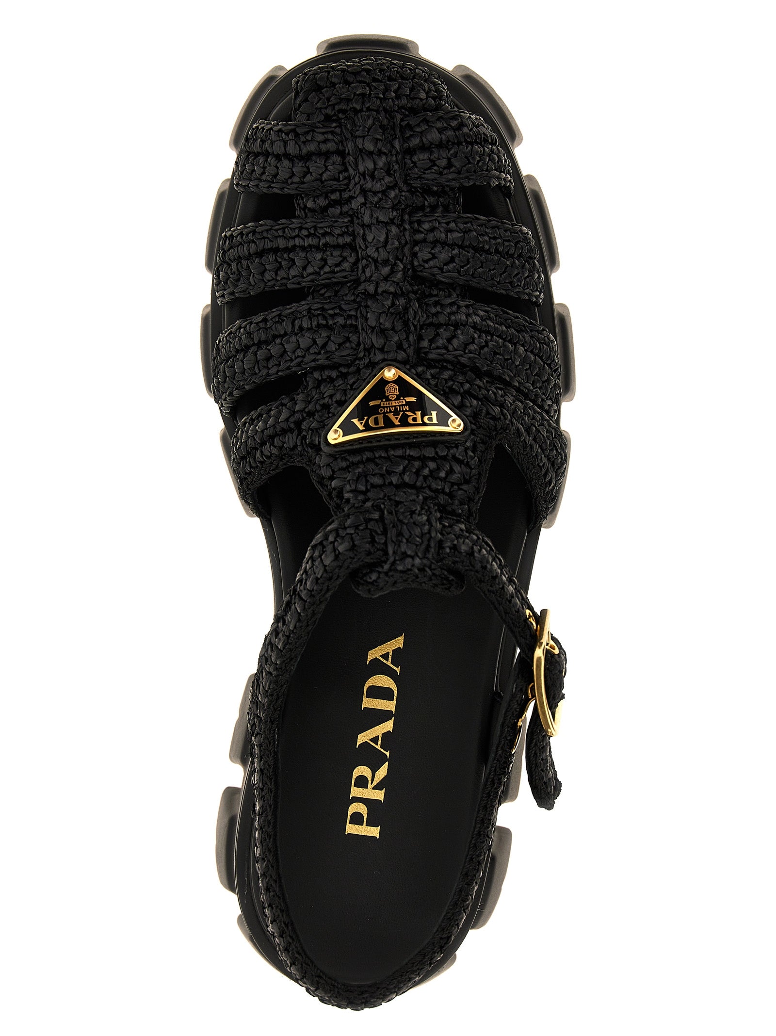 Black Viscose Platform Sandals
