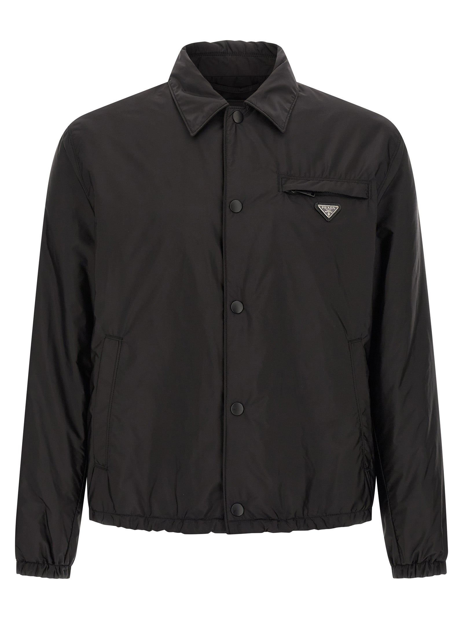 Black Recycled Polyamide Full-Length Jacket