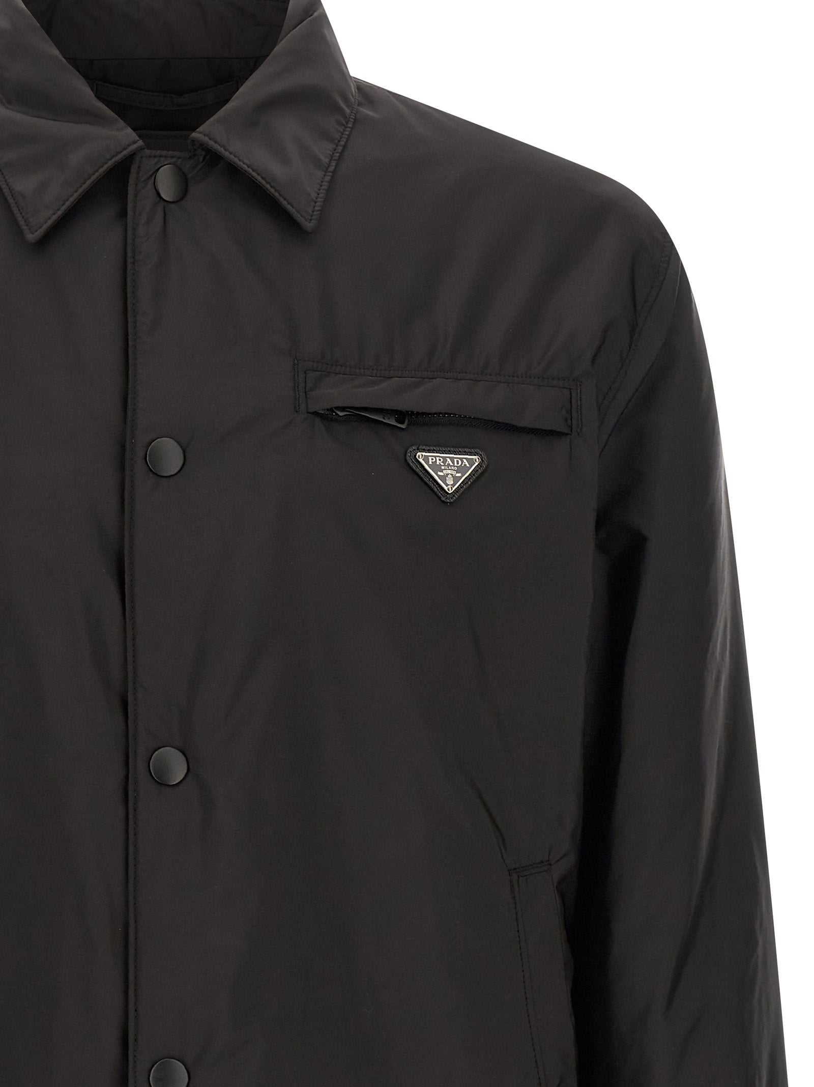 Black Recycled Polyamide Full-Length Jacket