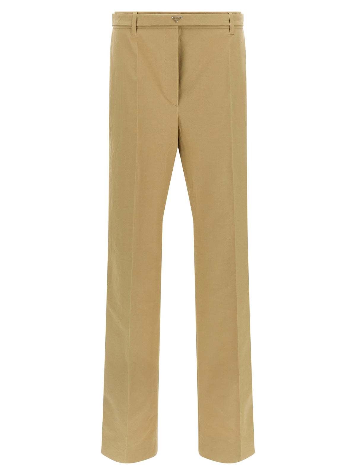 Beige Cotton Casual Pants