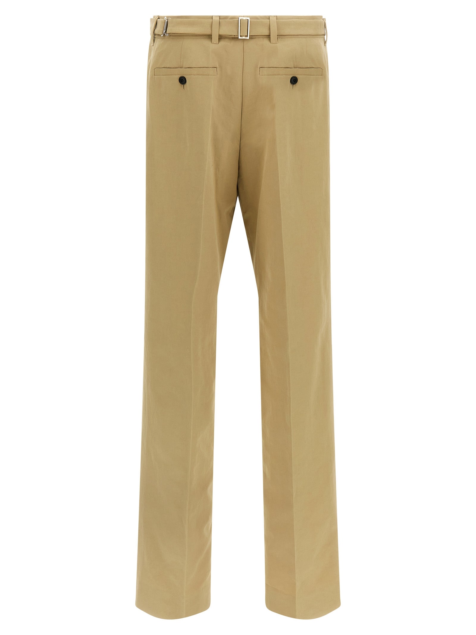 Beige Cotton Casual Pants