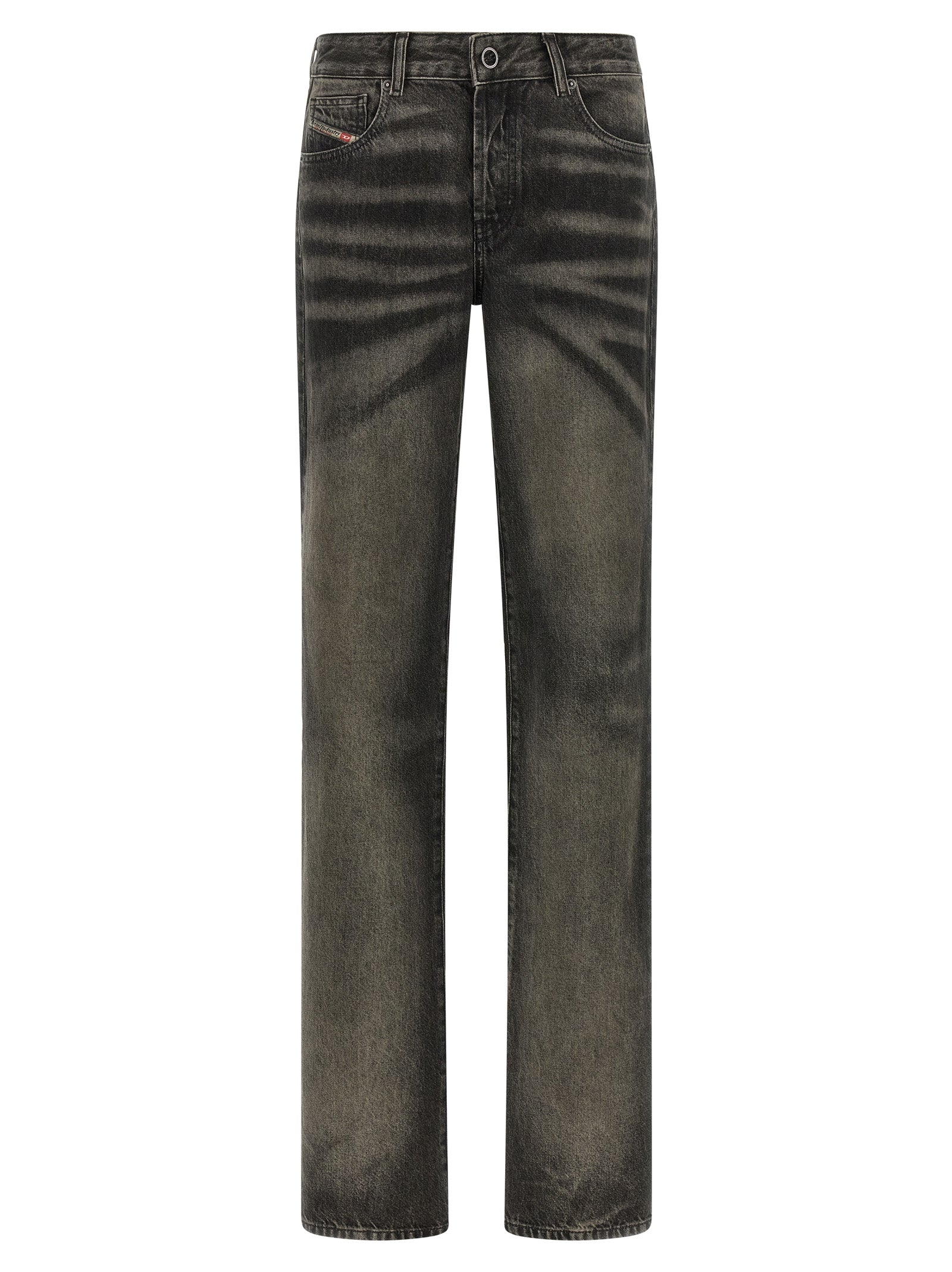 Black Cotton Straight-Leg Jeans