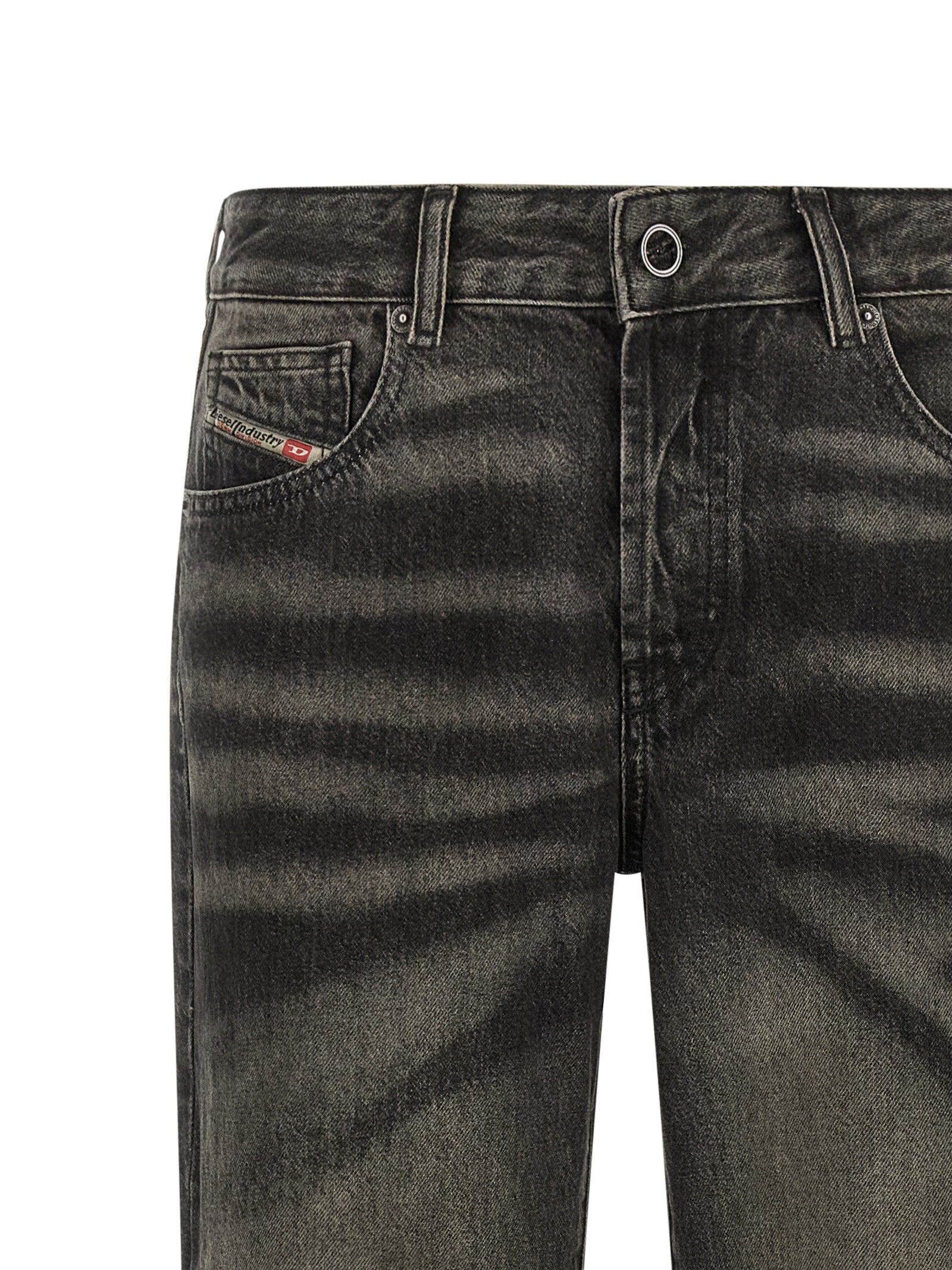 Black Cotton Straight-Leg Jeans