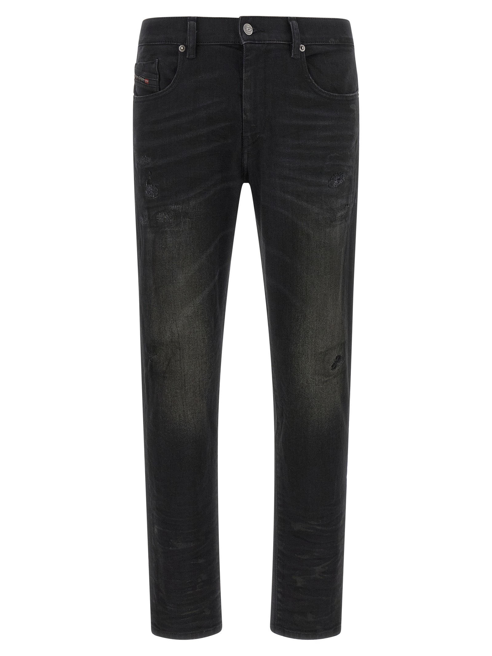 Black Cotton Tapered Jeans