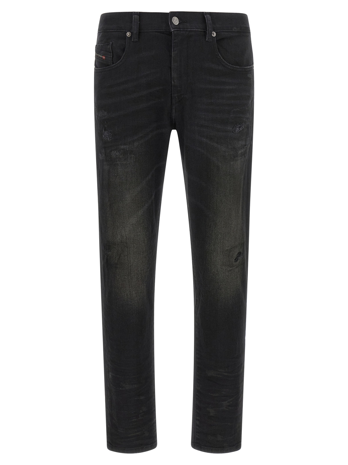 Black Cotton Tapered Jeans