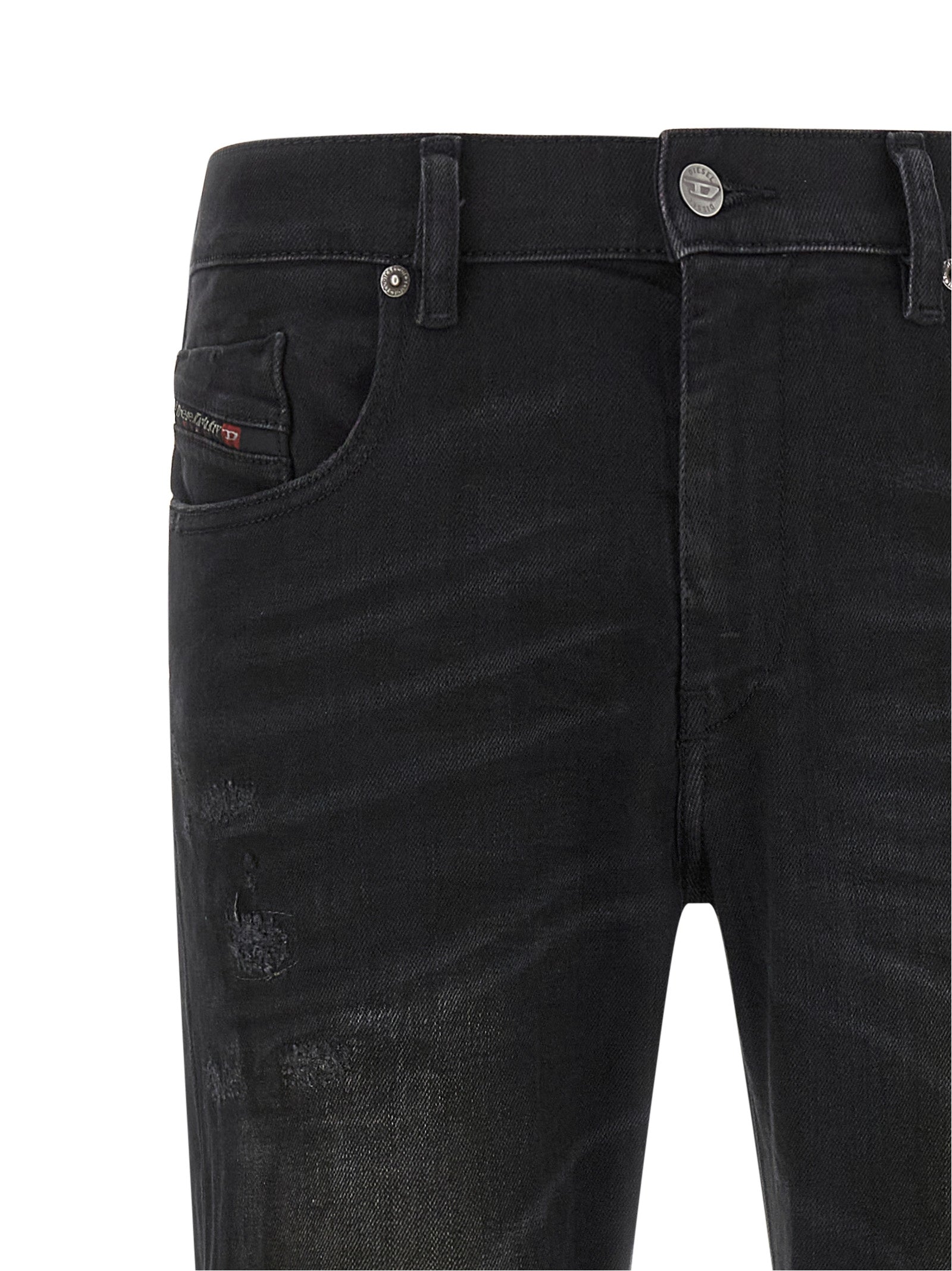 Black Cotton Tapered Jeans