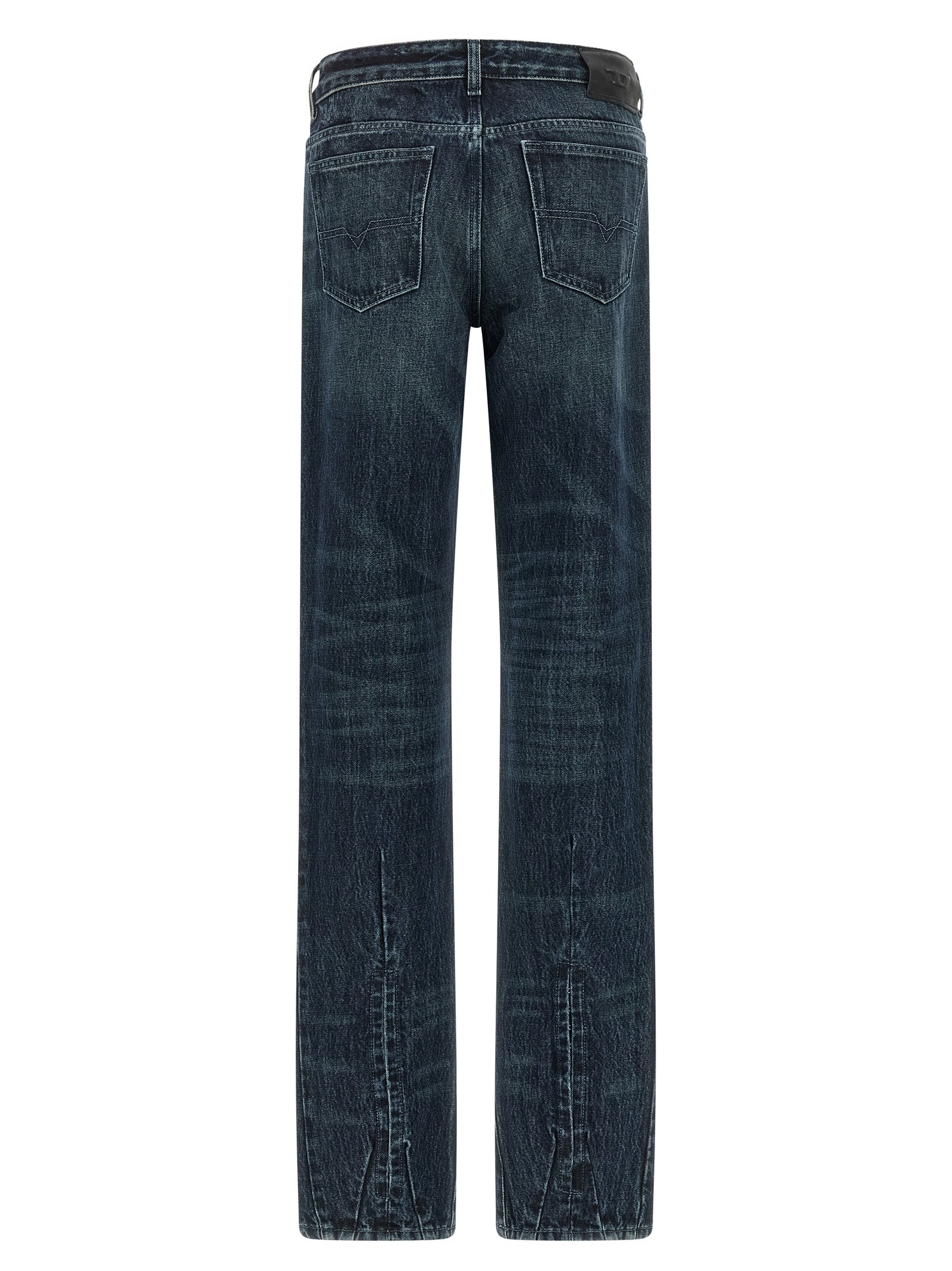 Blue Cotton Straight-Leg Jeans