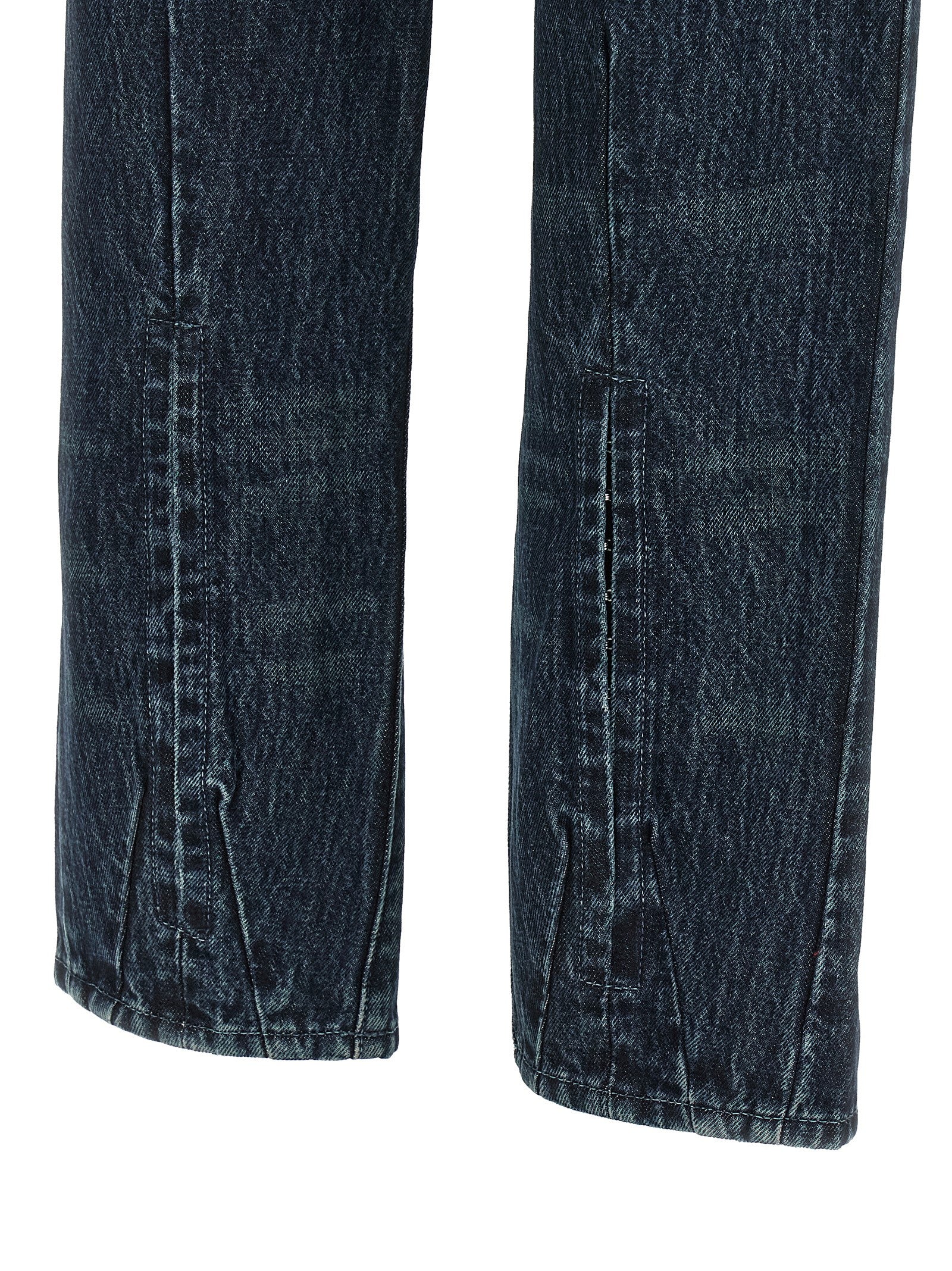 Blue Cotton Straight-Leg Jeans