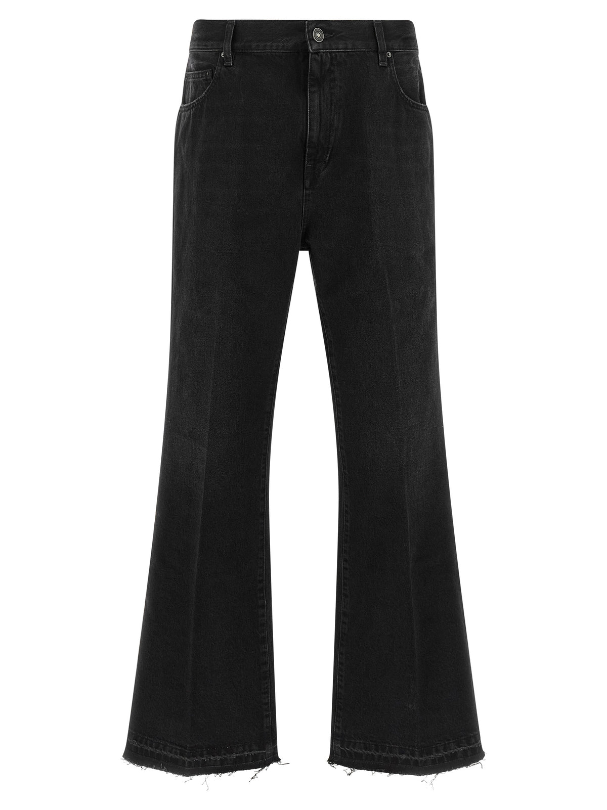Black Cotton Flared Jeans