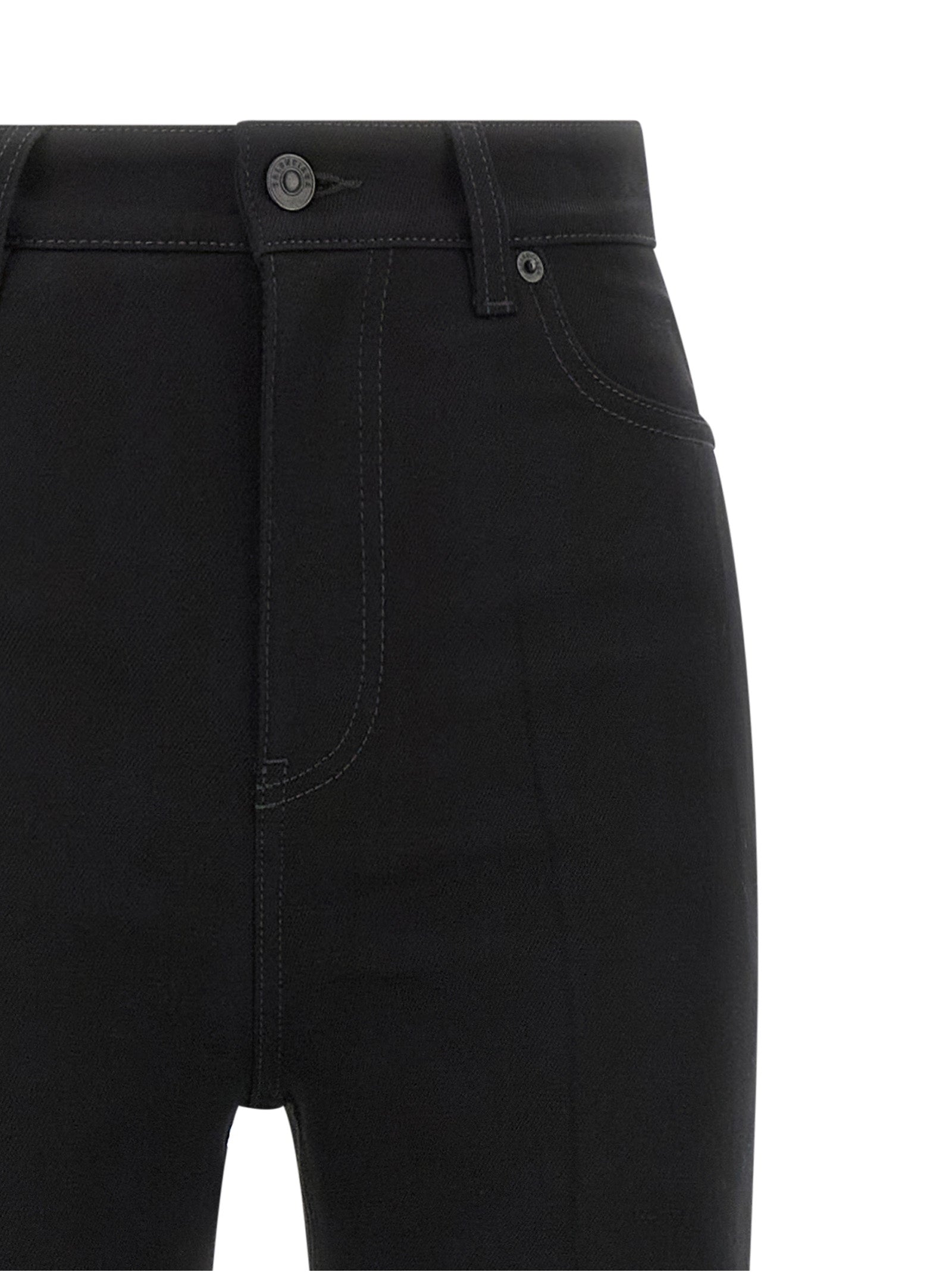 Black Elastane High-Waisted Jean