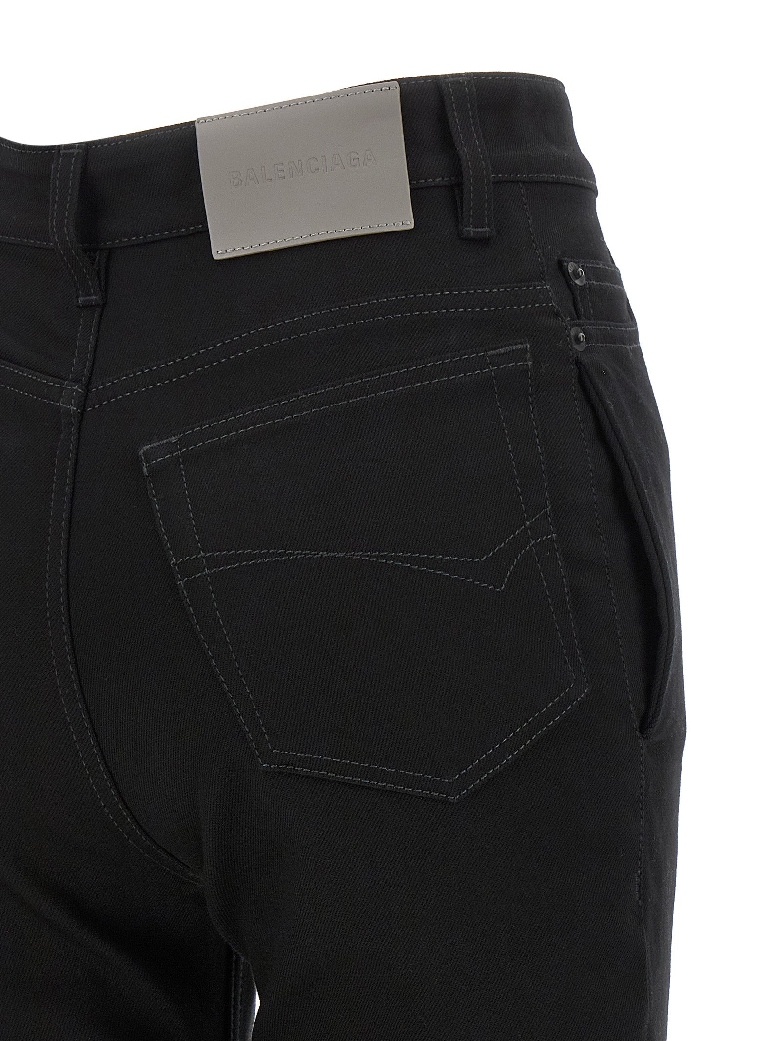 Black Elastane High-Waisted Jean