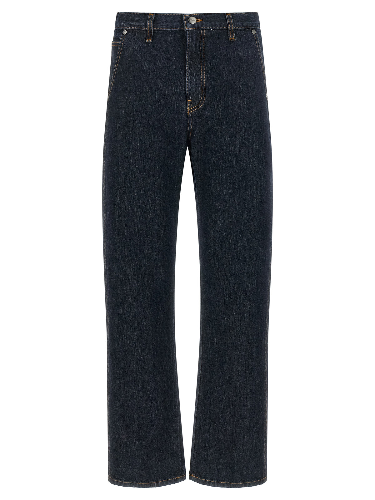 Blue Cotton Straight-Leg Jeans