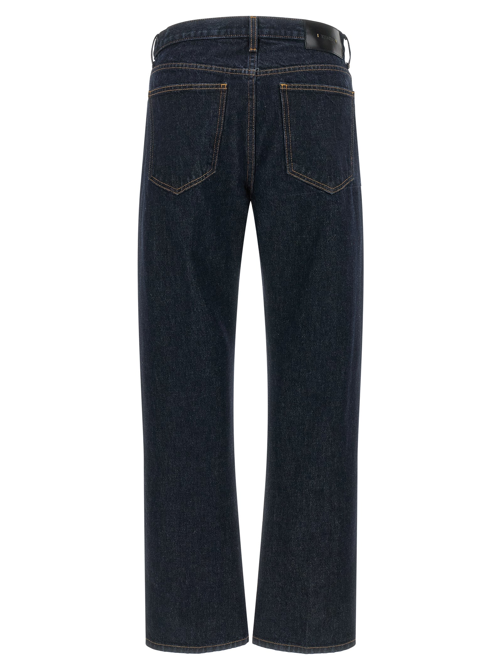 Blue Cotton Straight-Leg Jeans