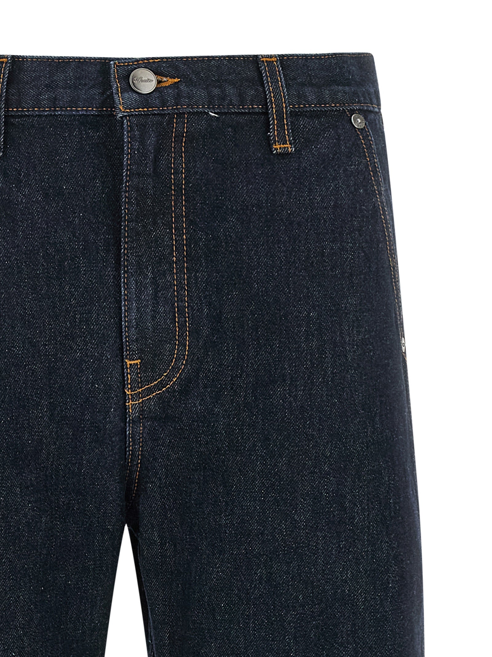 Blue Cotton Straight-Leg Jeans