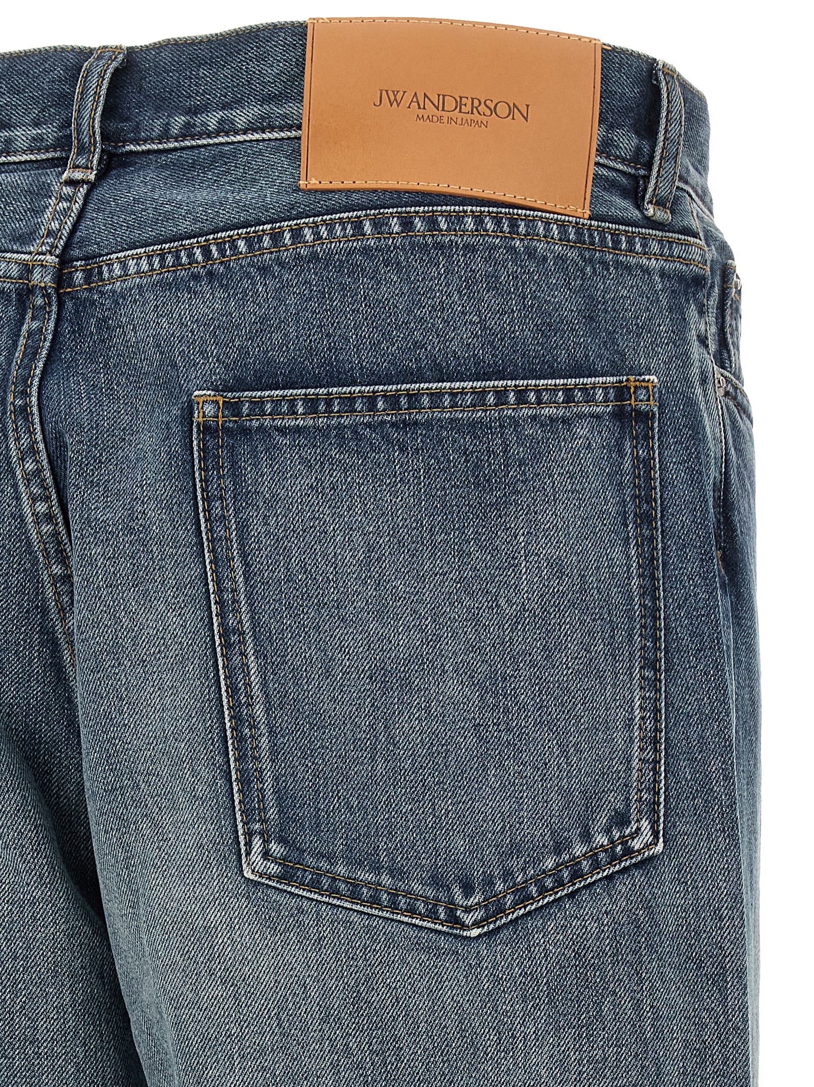 Blue Cotton Straight-Leg Jeans