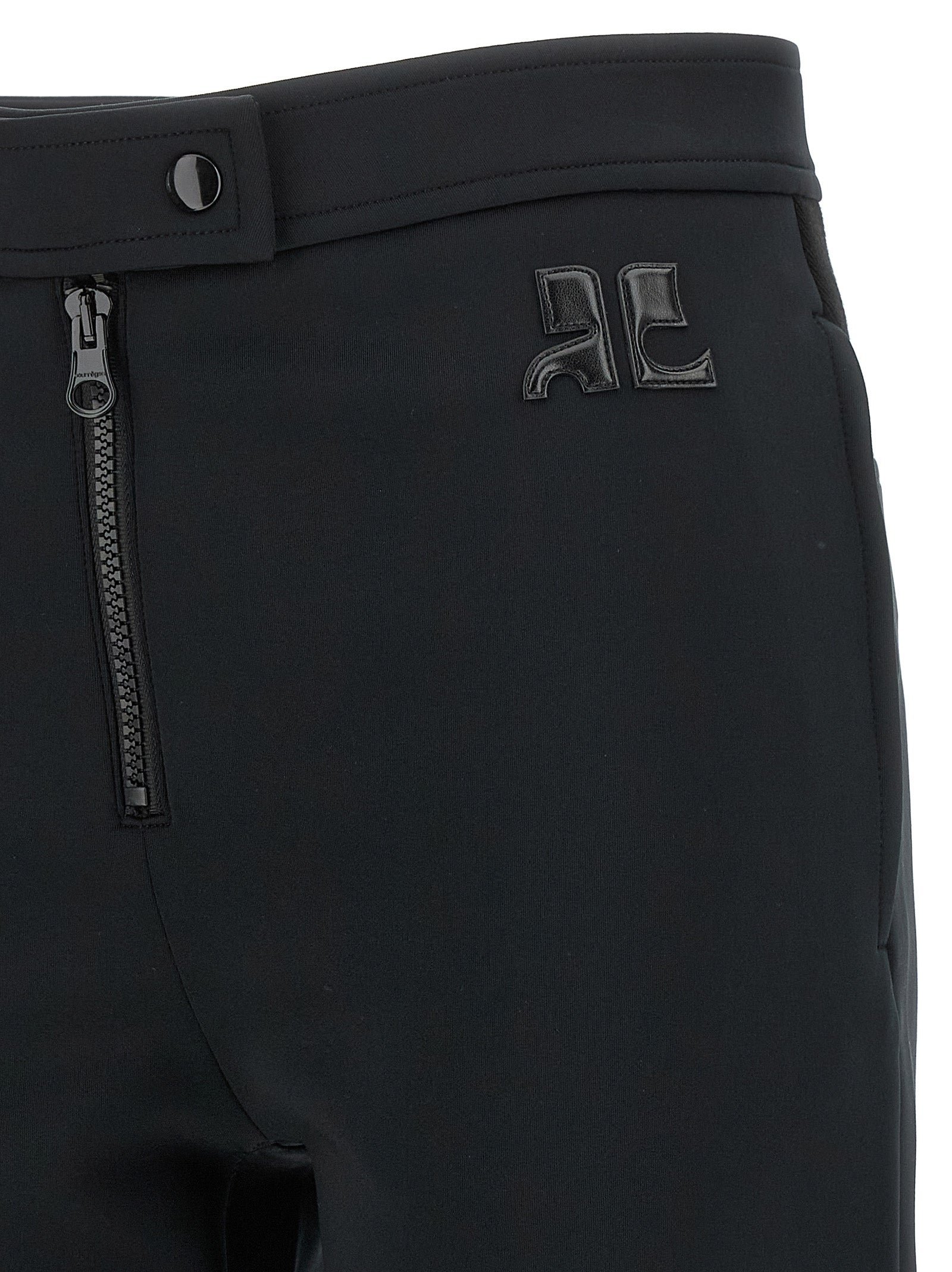 Black Polyester Casual Pants