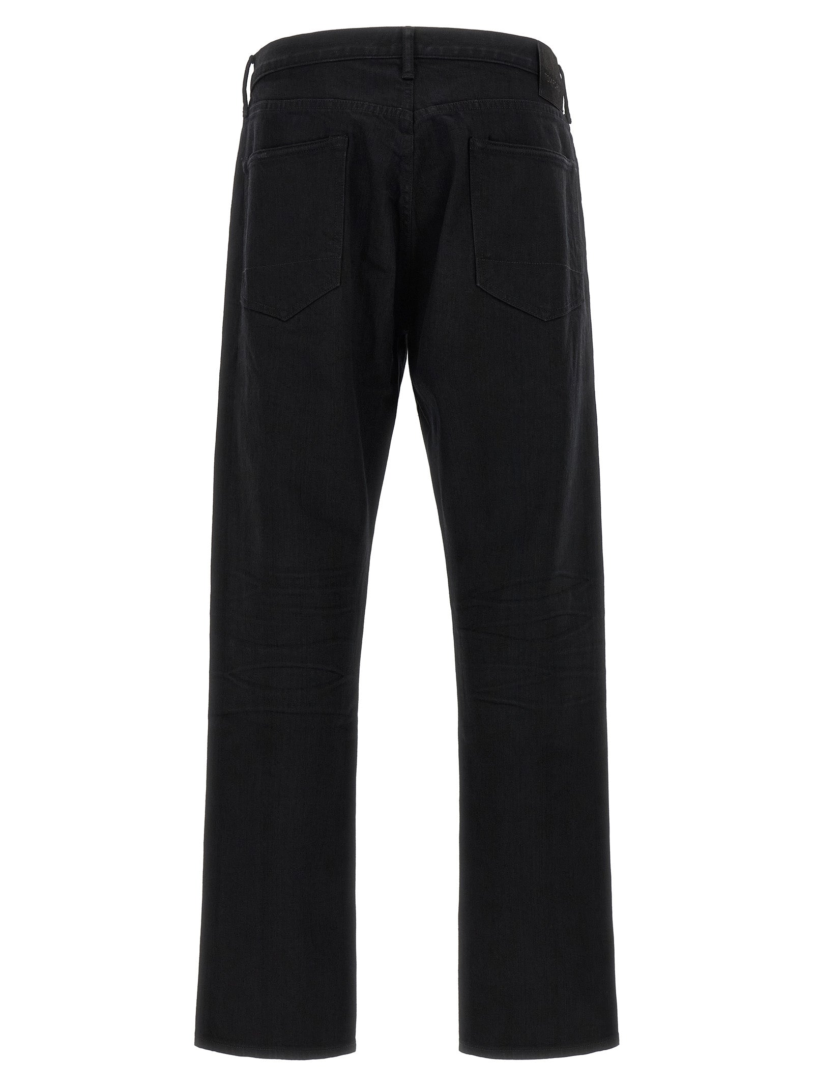 Black Cotton Straight-Leg Jeans