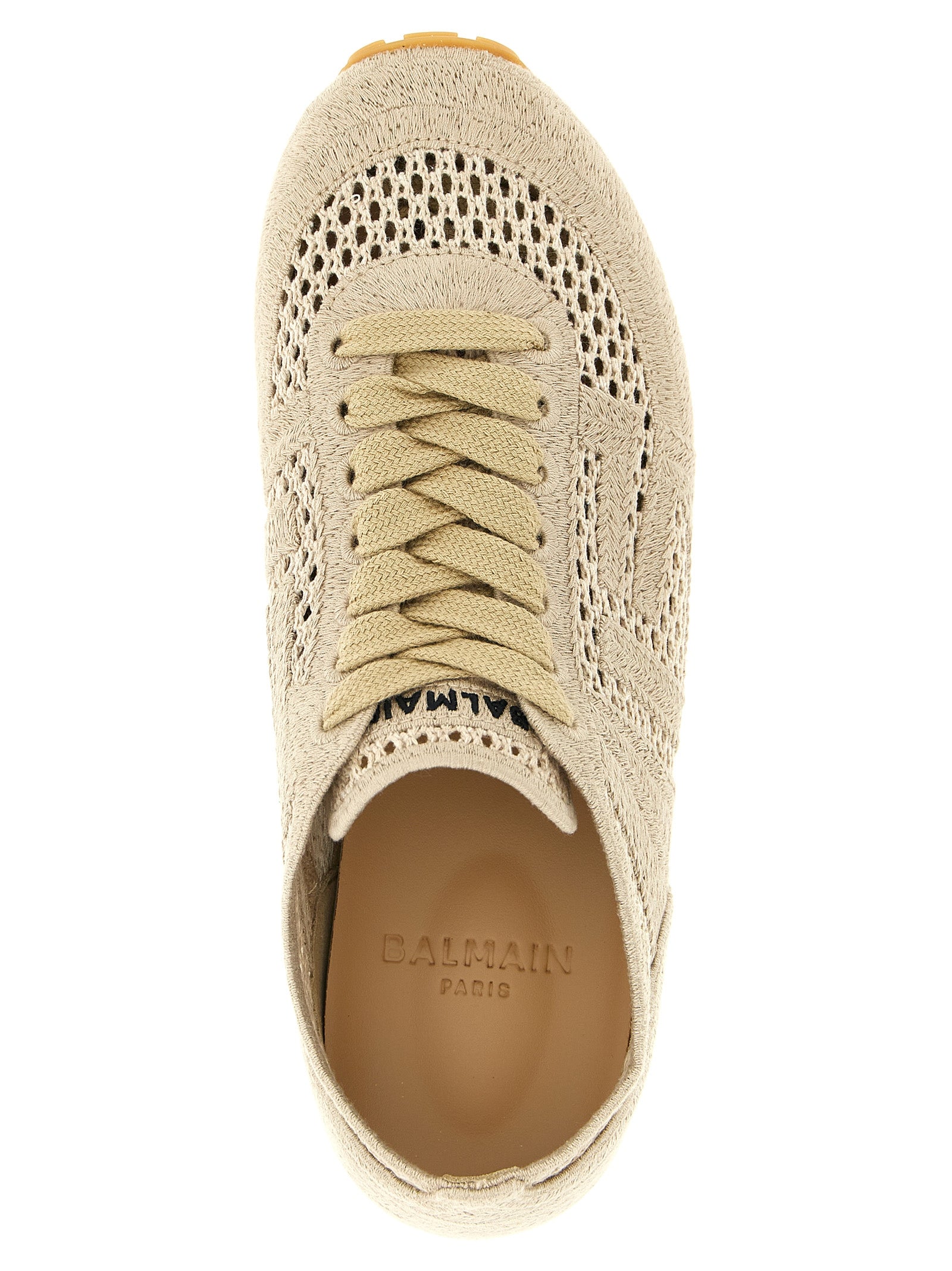 Beige Cotton Athletic Sneakers