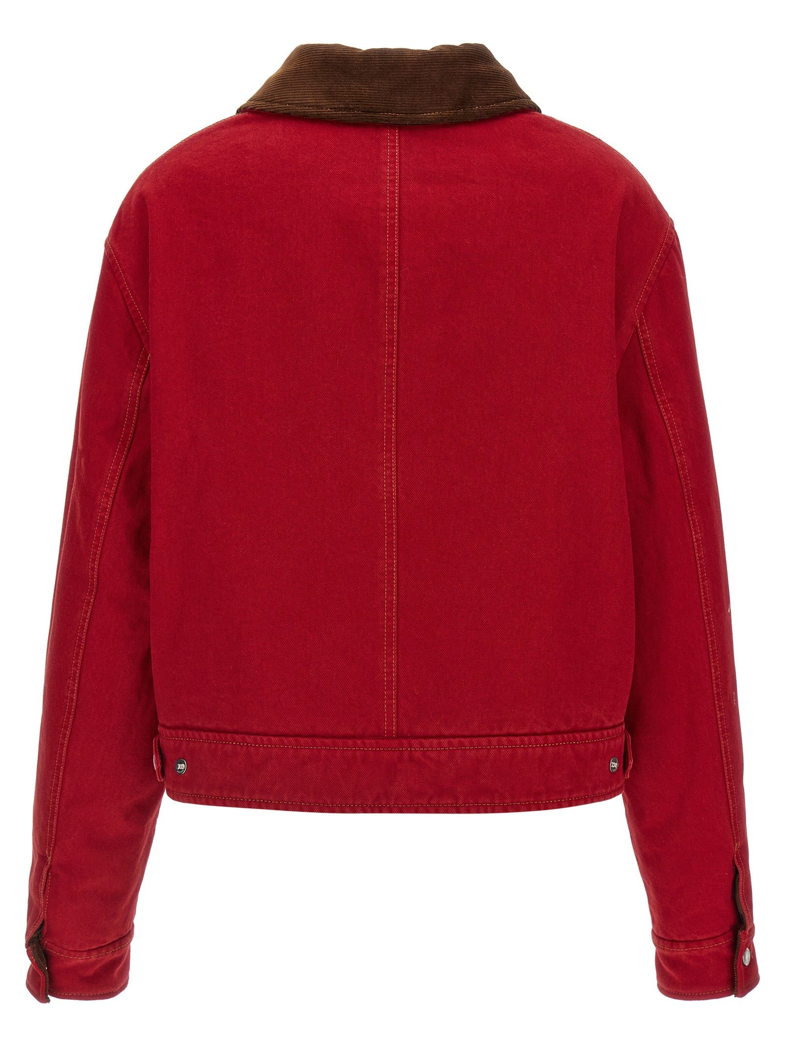 Red Cotton Biker Jacket