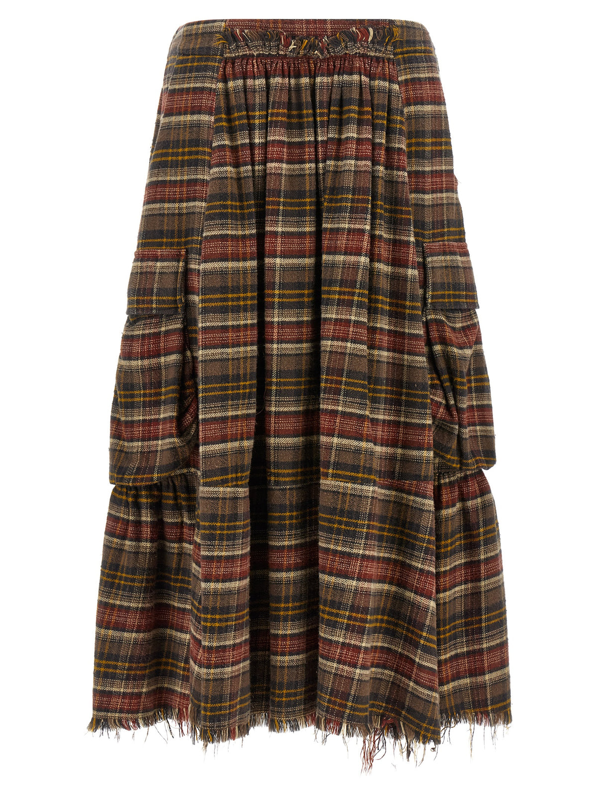 Brown Cotton Mini Skirt