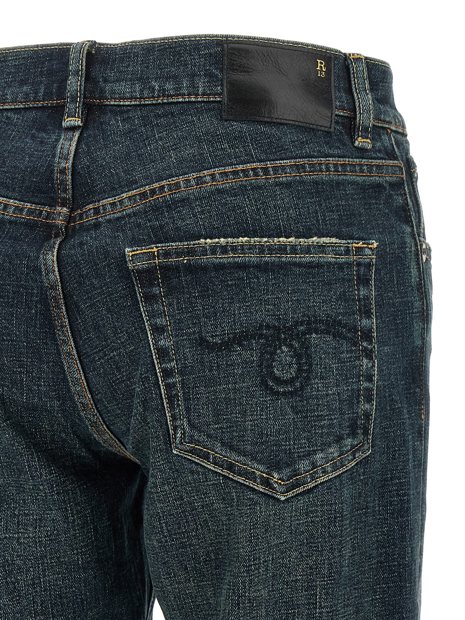 Blue Cotton Straight-Leg Jeans