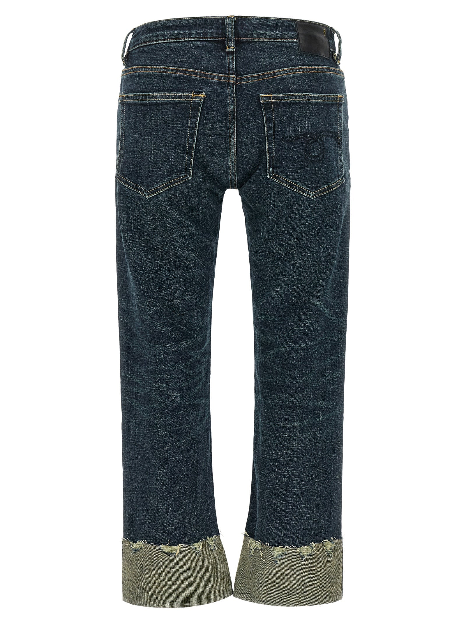 Blue Cotton Straight-Leg Jeans